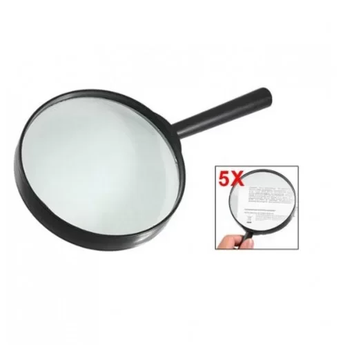 Nikula-Plastik Siyah Yuvarlak Kolu 100mm Dia Büyüteç 5x Büyüteç ( Lisinya )