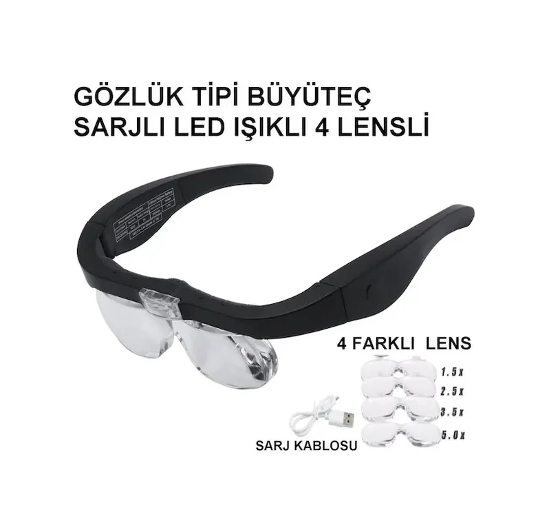 Nikula- Şarjlı Gözlük Büyüteç 4 Farklı Lens -11537dc Lisinya Diğer