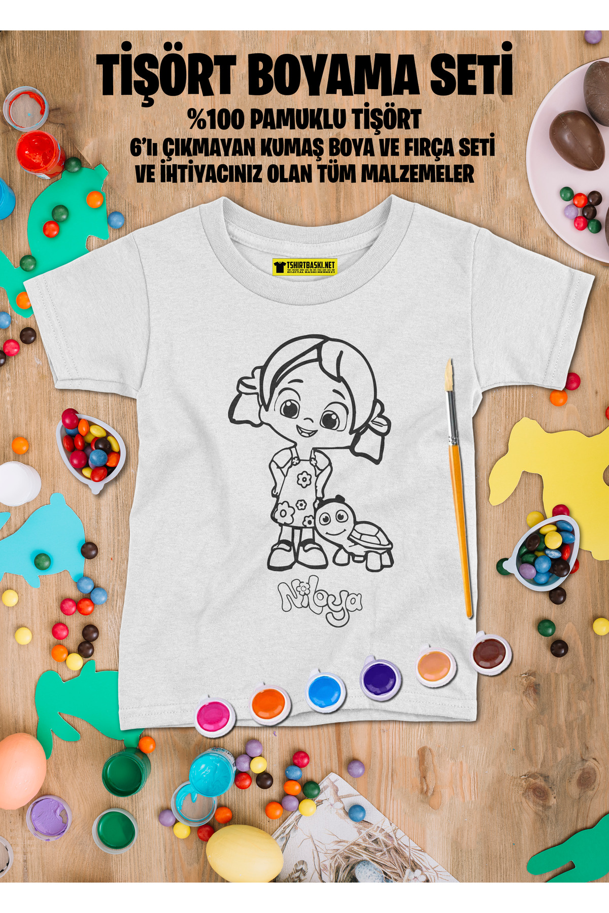 Niloya Tişört Boyama Seti – Çocuk Full Set Fırçalı, Kreatif Elbis