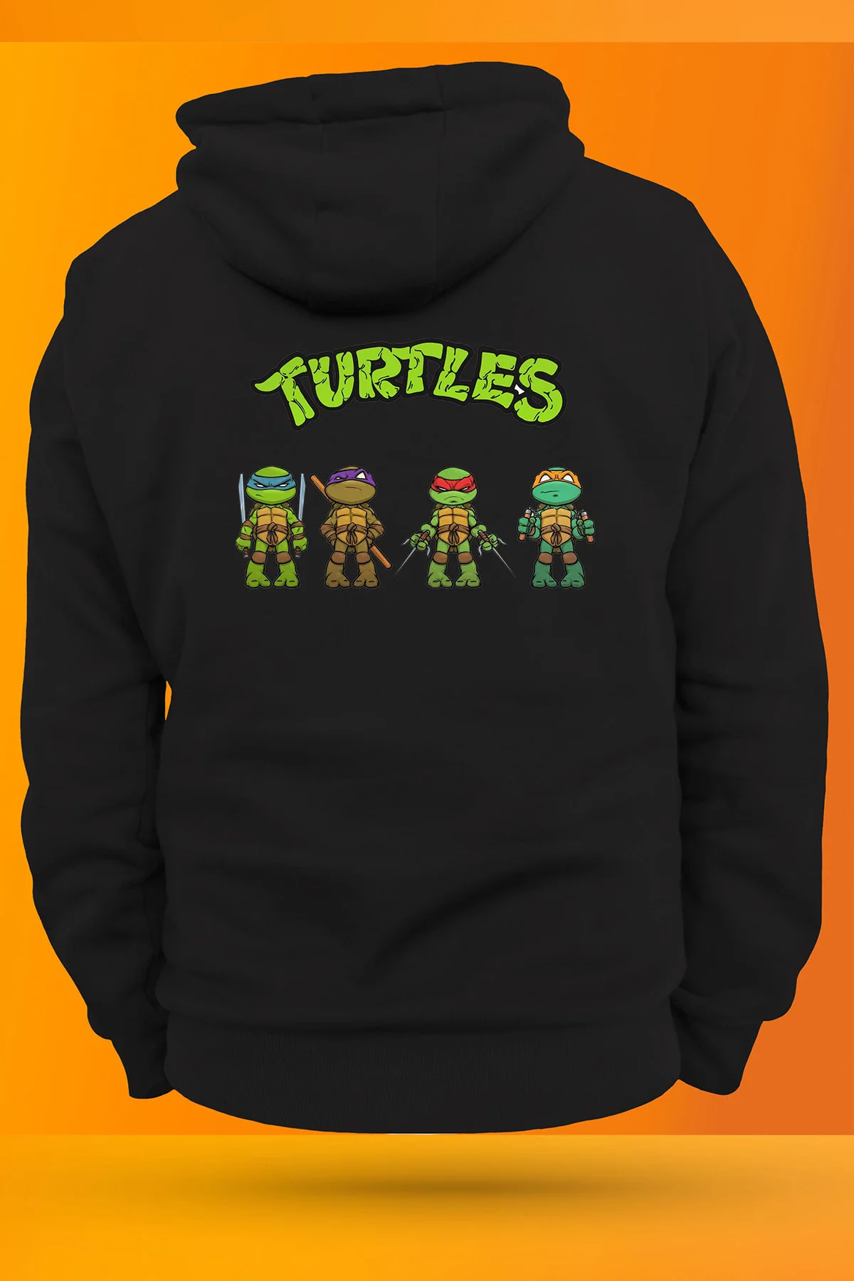 Ninja Turtles Baskılı 3ipl. Şardonlu, Kalın (600 GR.), Içi Polar, Kapüşonlu Sweatshirt
