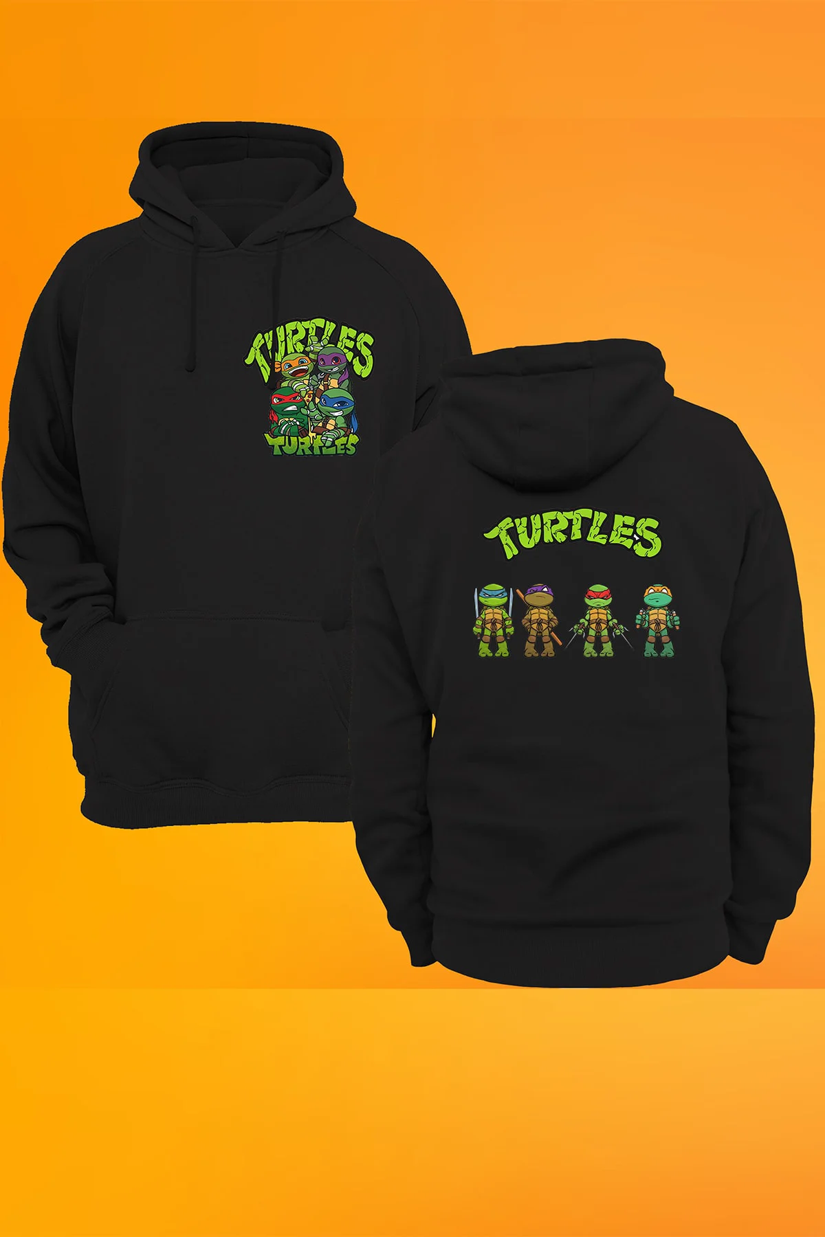 Ninja Turtles Baskılı 3ipl. Şardonlu, Kalın (600 GR.), Içi Polar, Kapüşonlu Sweatshirt