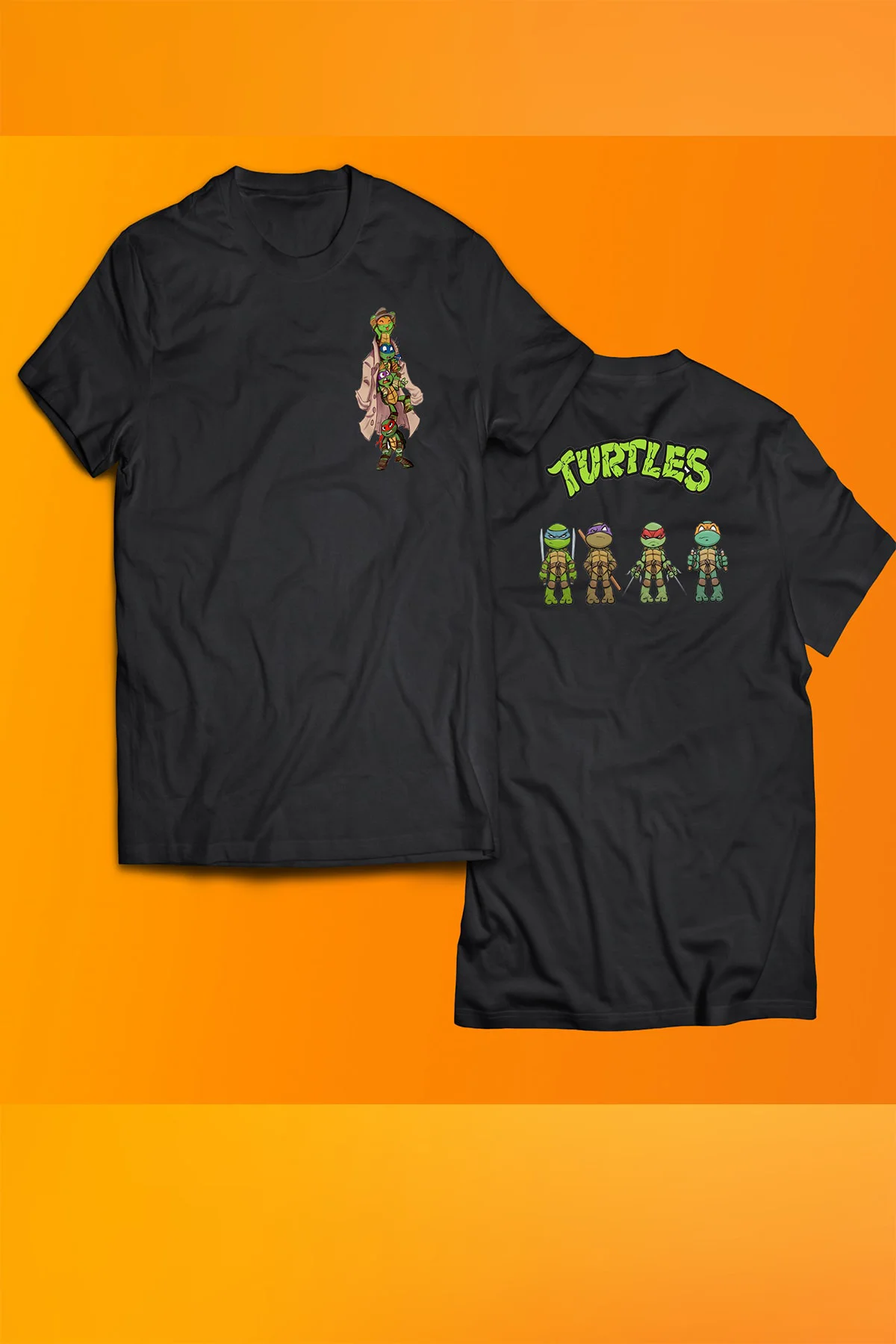 Ninja Turtles Baskılı%100 Pamuk Oversize T-shirt Büyük Beden Tişö