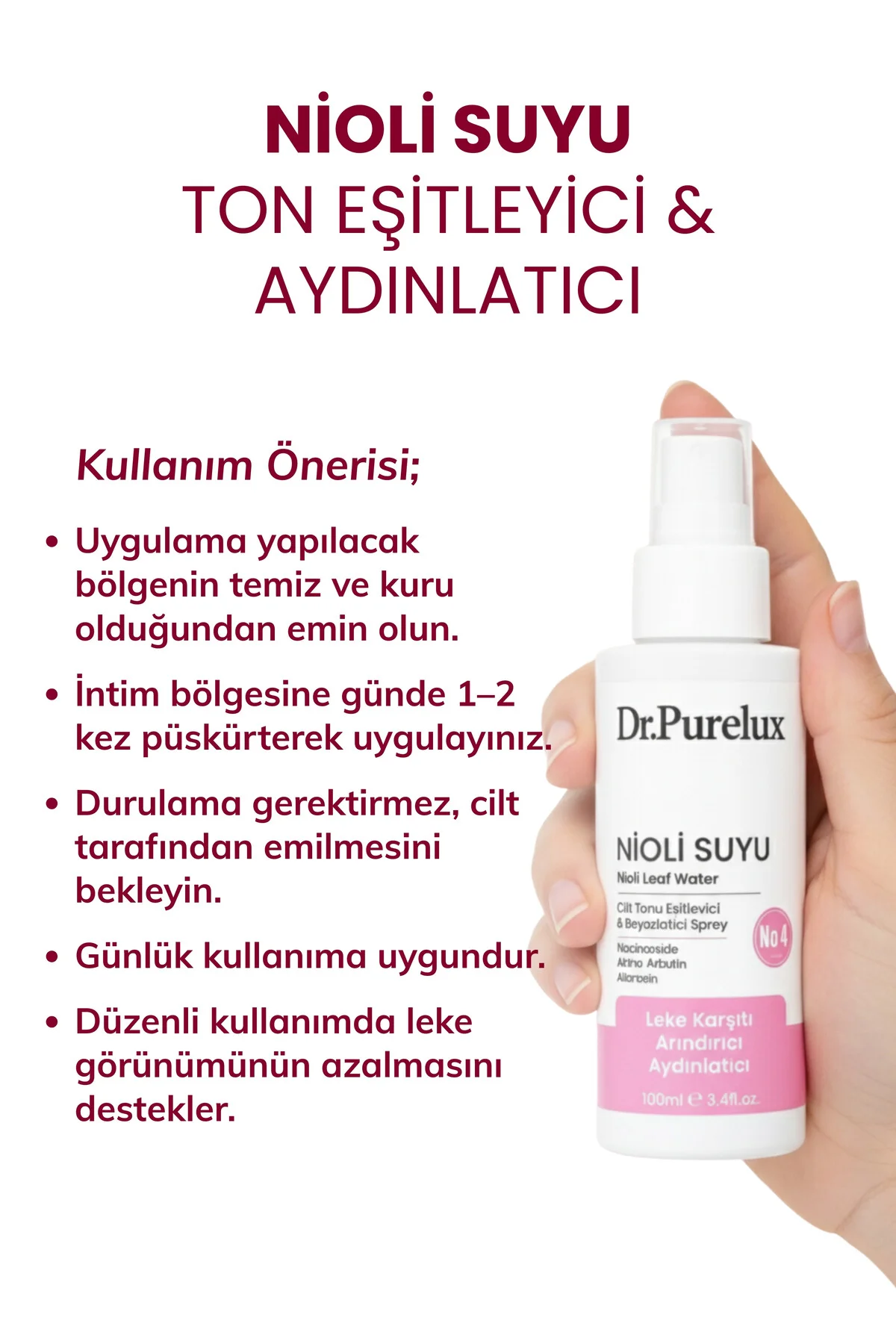 Nioli Suyu İntim Bakım Spreyi – Ton Eşitleyici & Leke Karşıtı I A