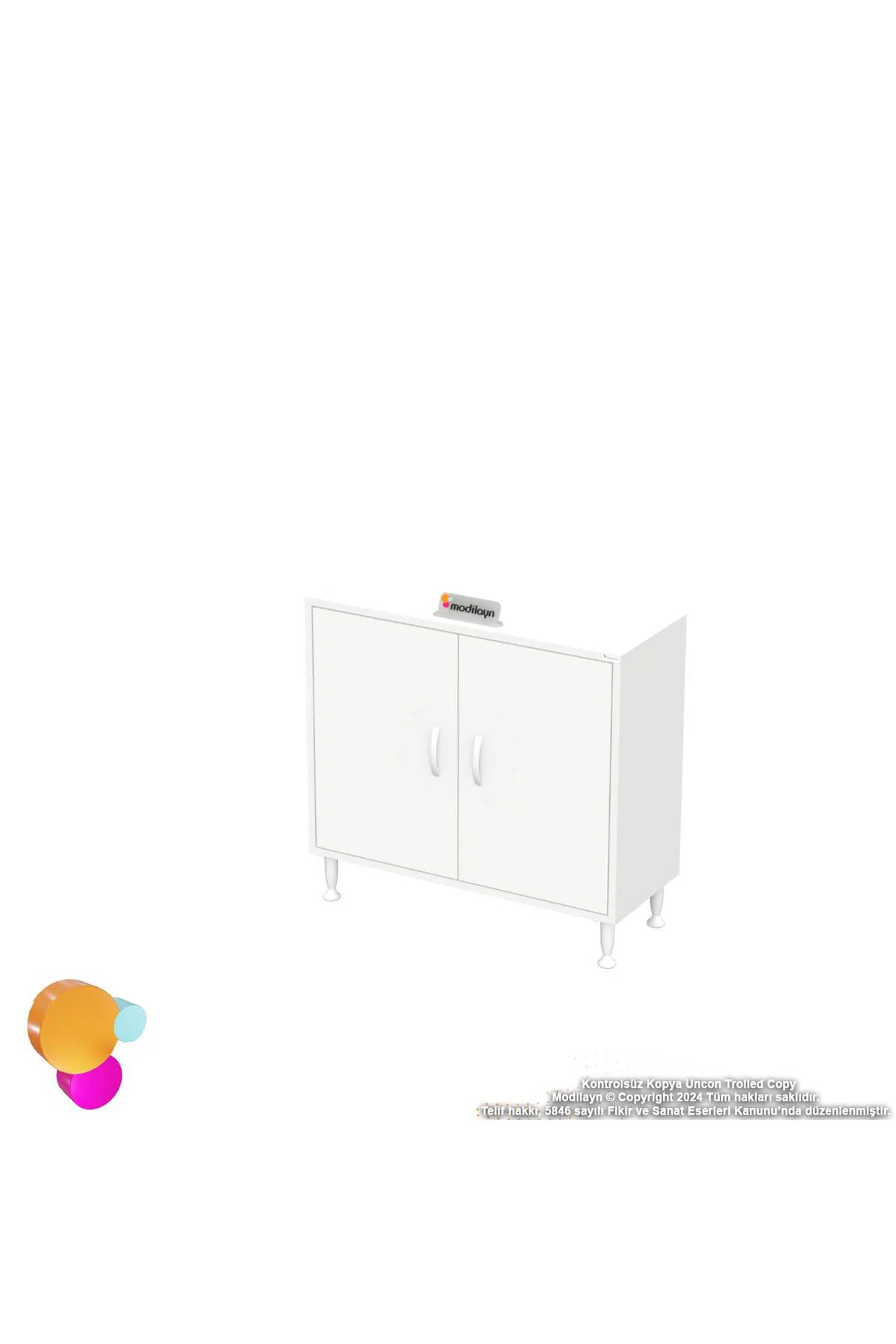 Nirat 70 cm 4 Bölmeli Beyaz Banyo Mutfak Dolabı 3 Raflı Kapaklı Ç