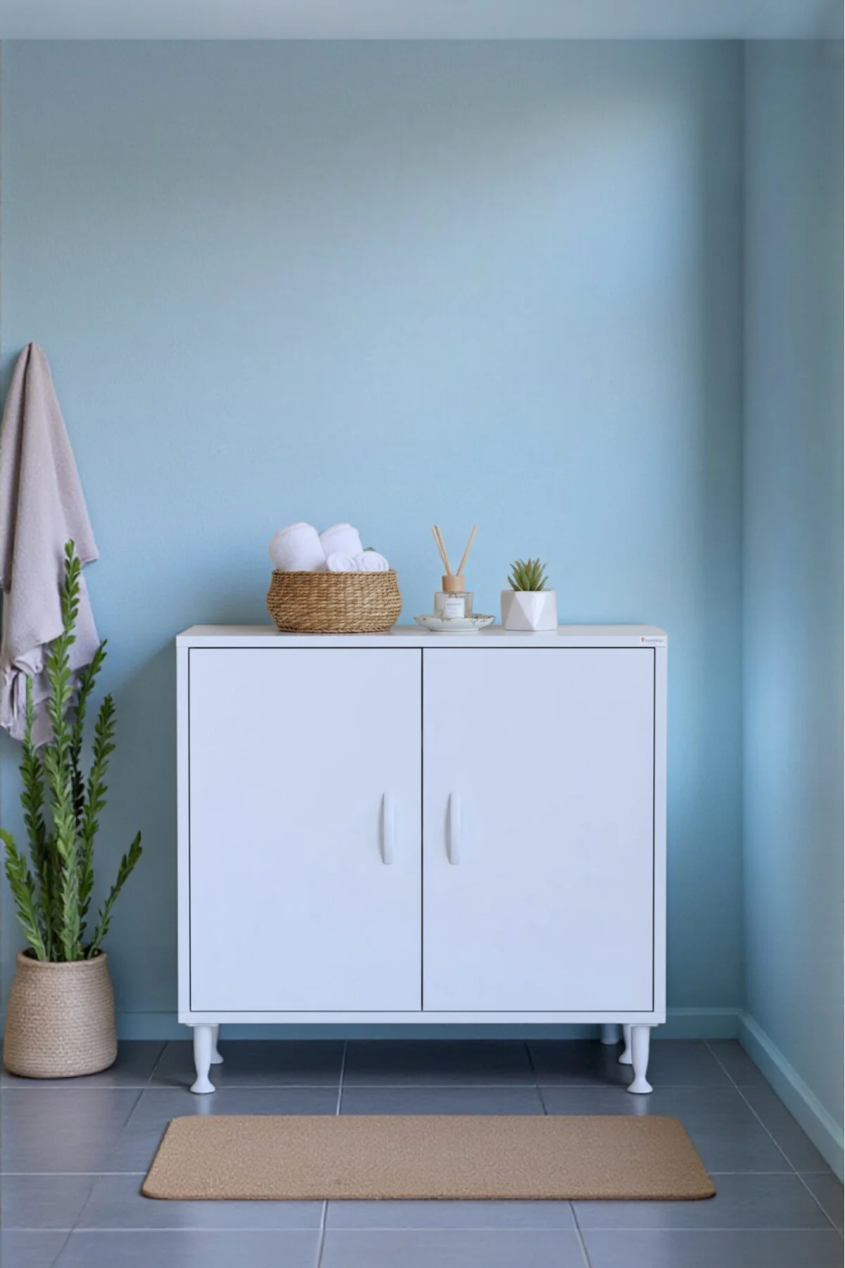 Nirat 75 cm 4 Bölmeli Beyaz Banyo Mutfak Dolabı 3 Raflı Kapaklı Ç