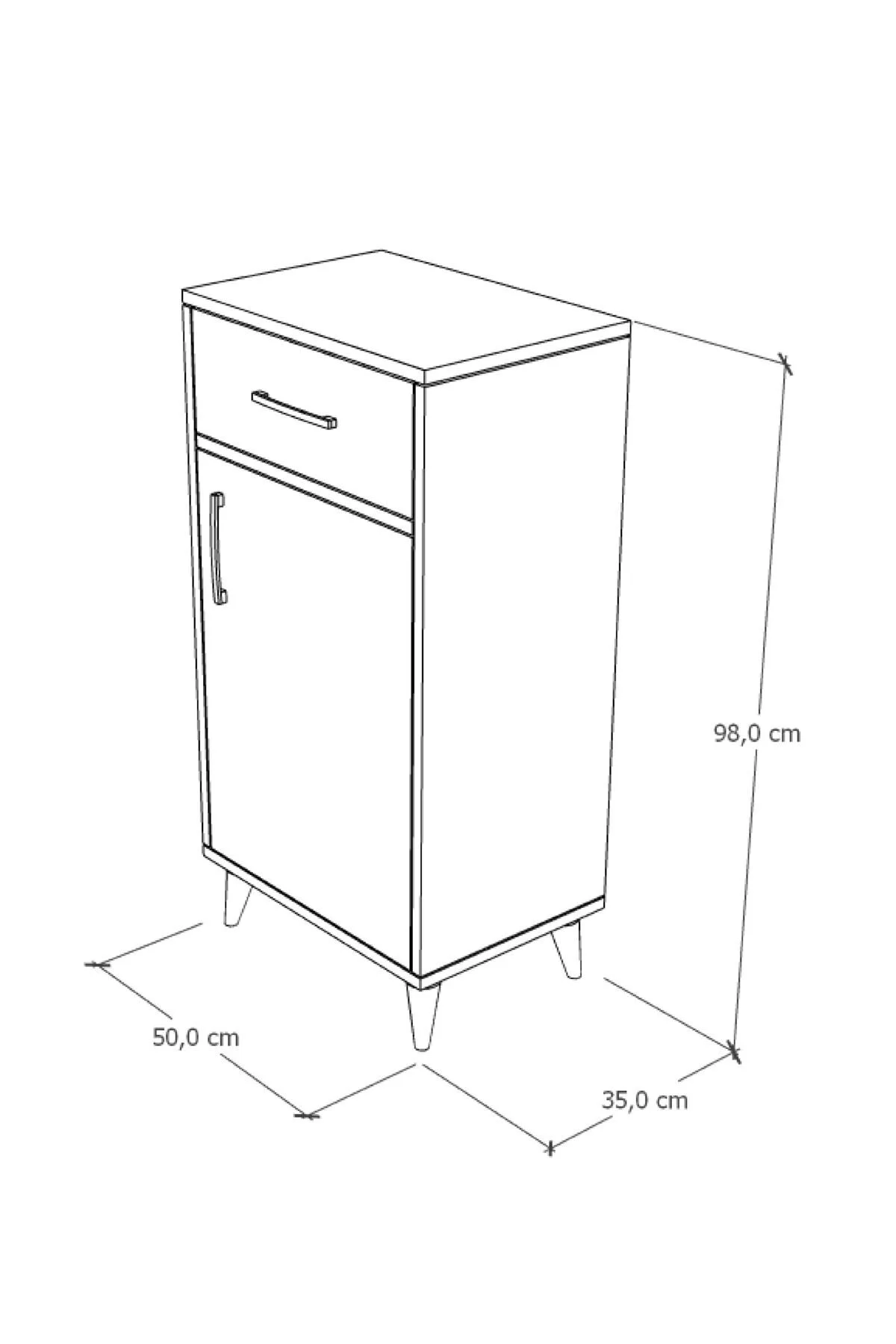 Nirev Dekoratif Komodin Antrasit-Beyaz