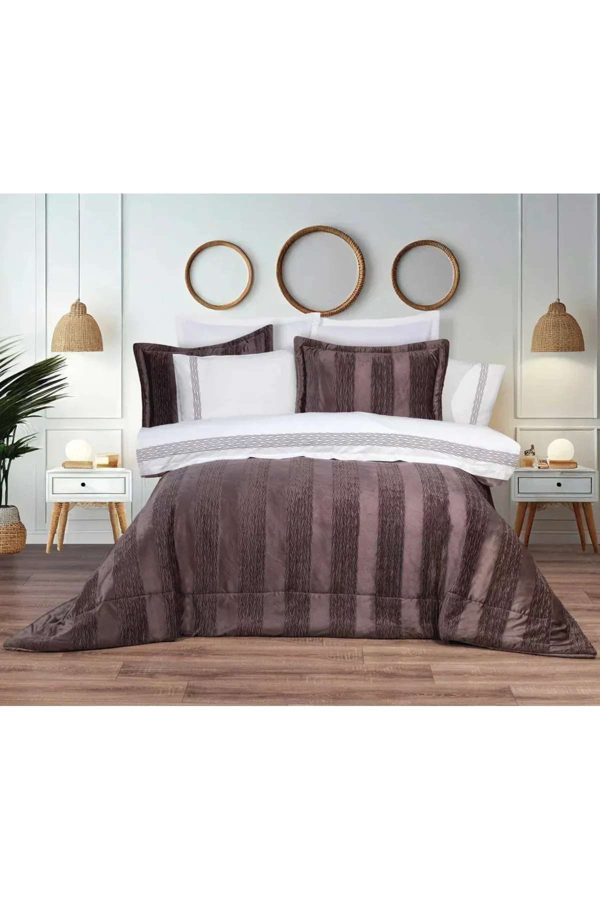 Nirvana Yatak Örtüsü Seti Kahve