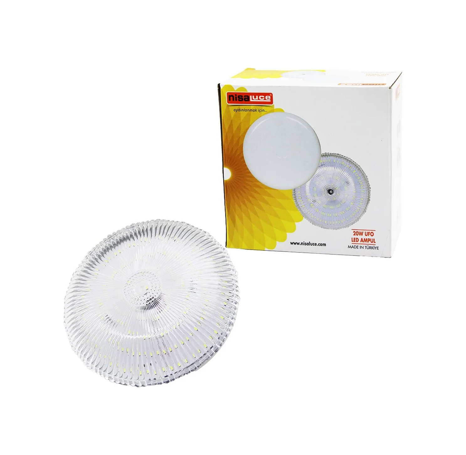 Nisaluce Eamp-020k/b Mika Kristal Camlı 20w Ufo Led Ampul Beyaz 6