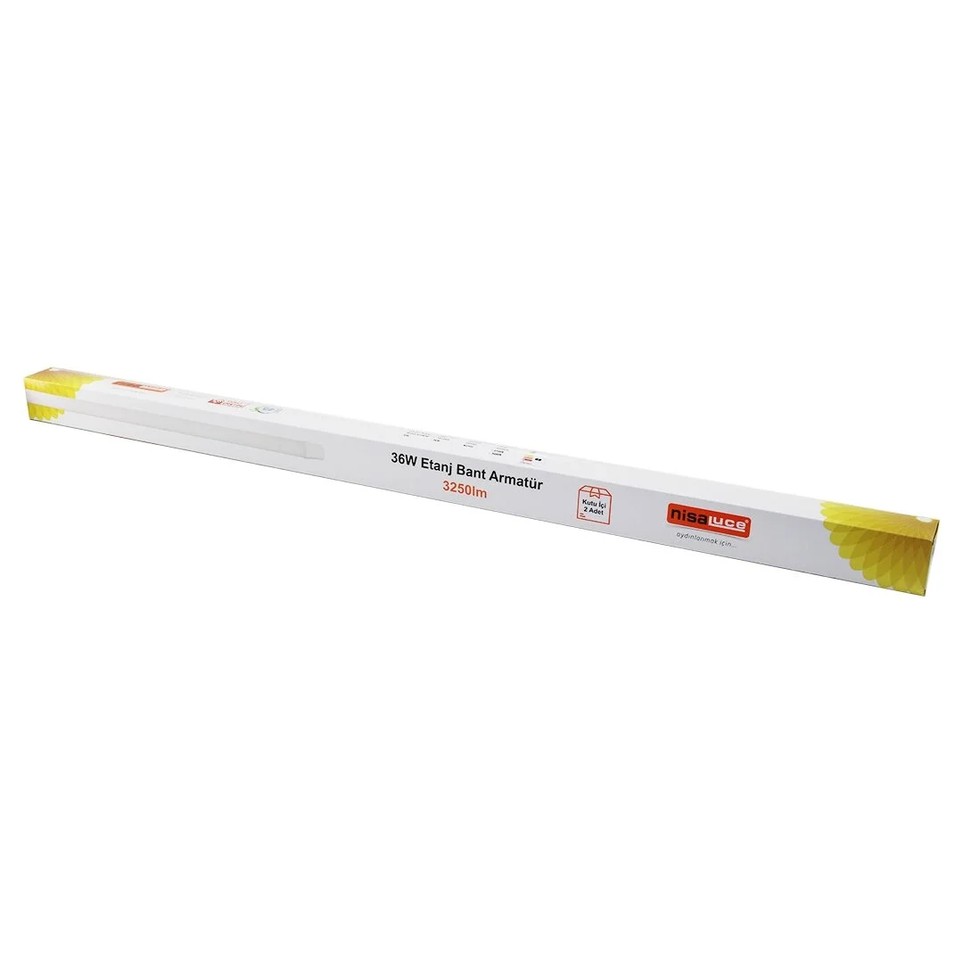 Nisaluce Eamp-082/1 2pcs 36w - 120cm Led Etanj Bant Armatür Lamba Ampul Beyaz - 6500k 3250lümen Montaj Ayar Kanallı Bx40
