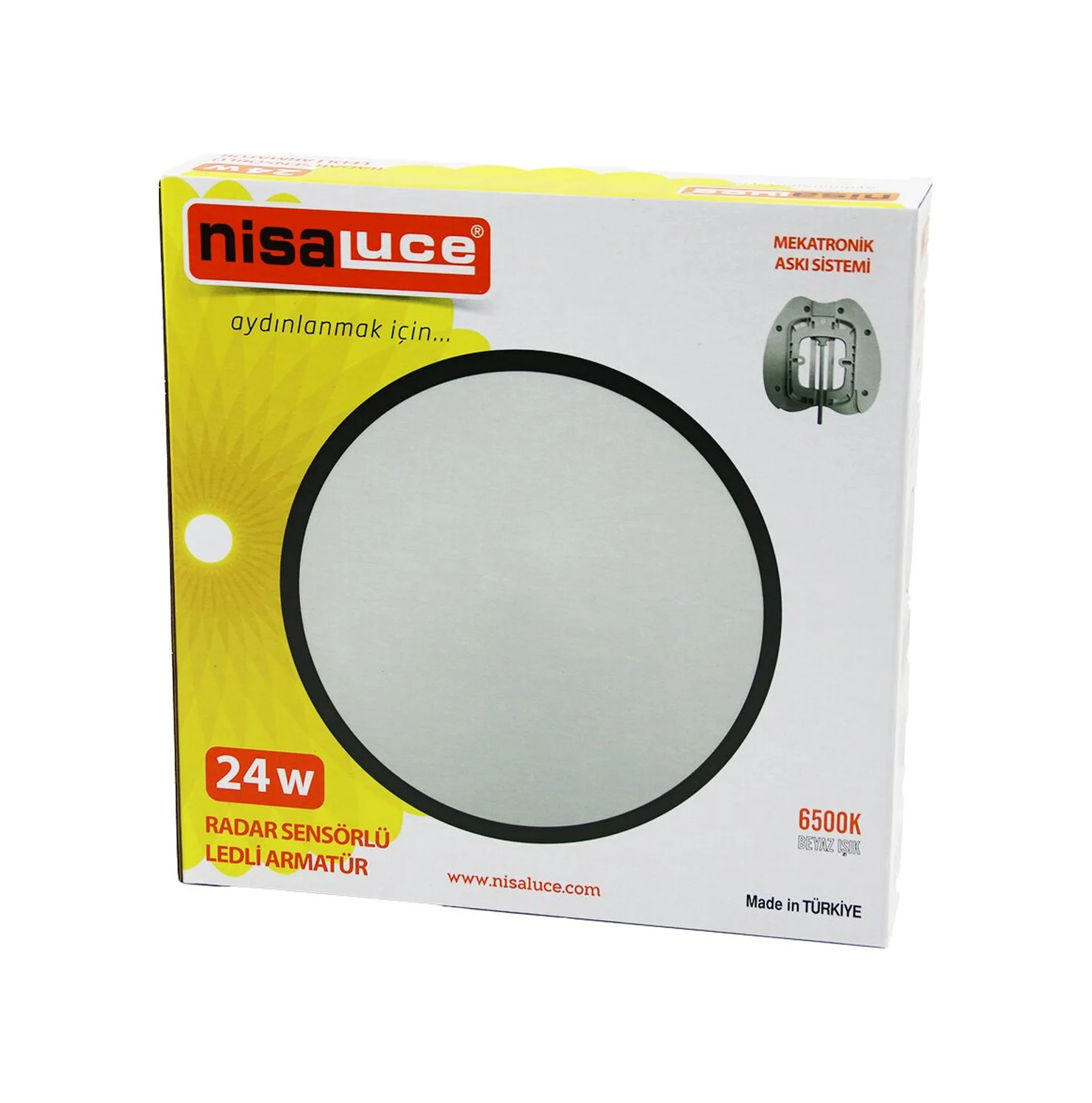 Nisaluce Eamp-106/b 24w Radar Sensörlü Ledli Armatür Beyaz Çerçev