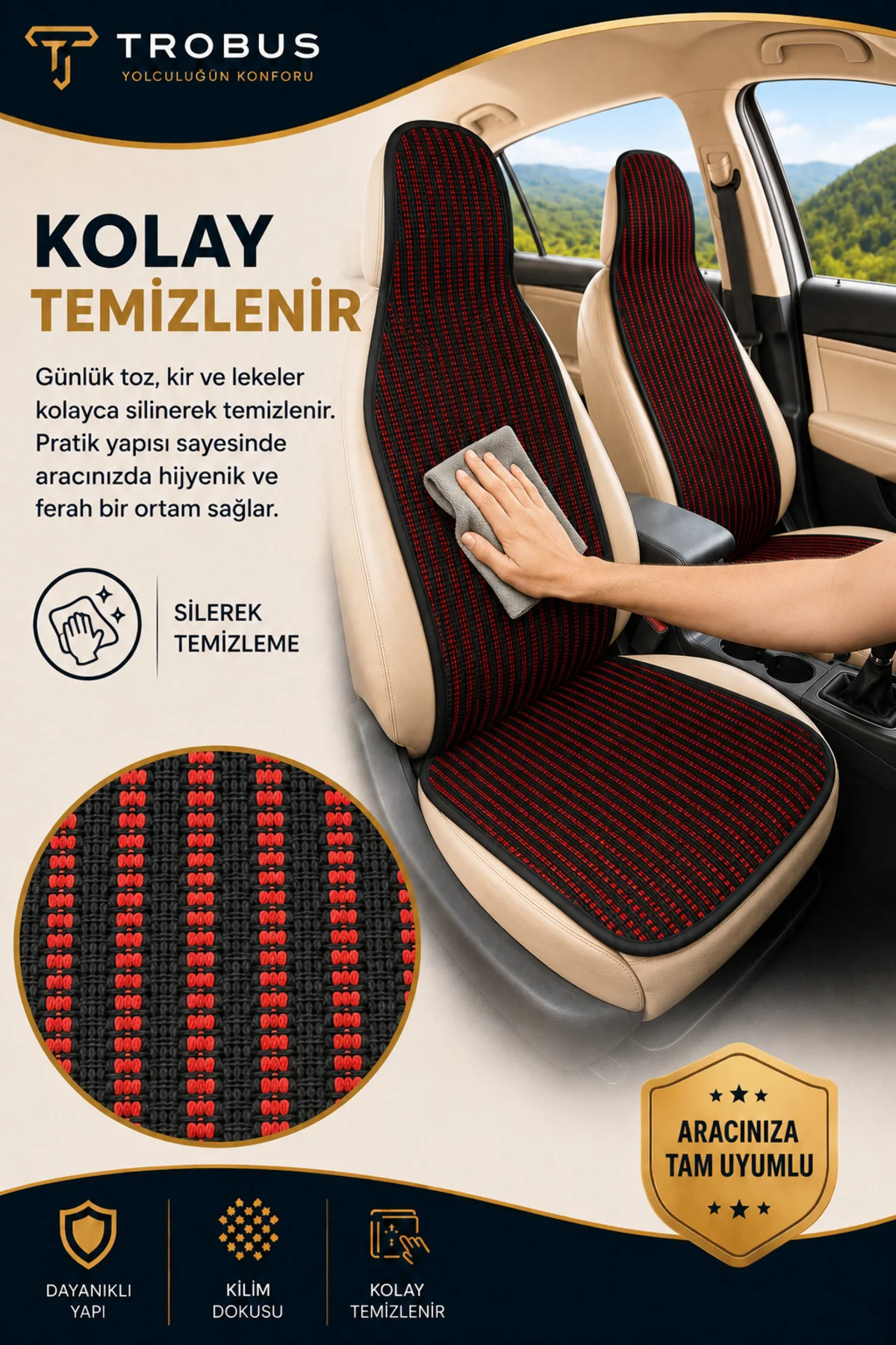 Nissan ALMERA 2001-2008 Uyumlu Örme Ön 2 Parça Oto Koltuk Minderi Terletmez Siyah - Kırmızı Fiyatı, Yorumları ve Özellikleri