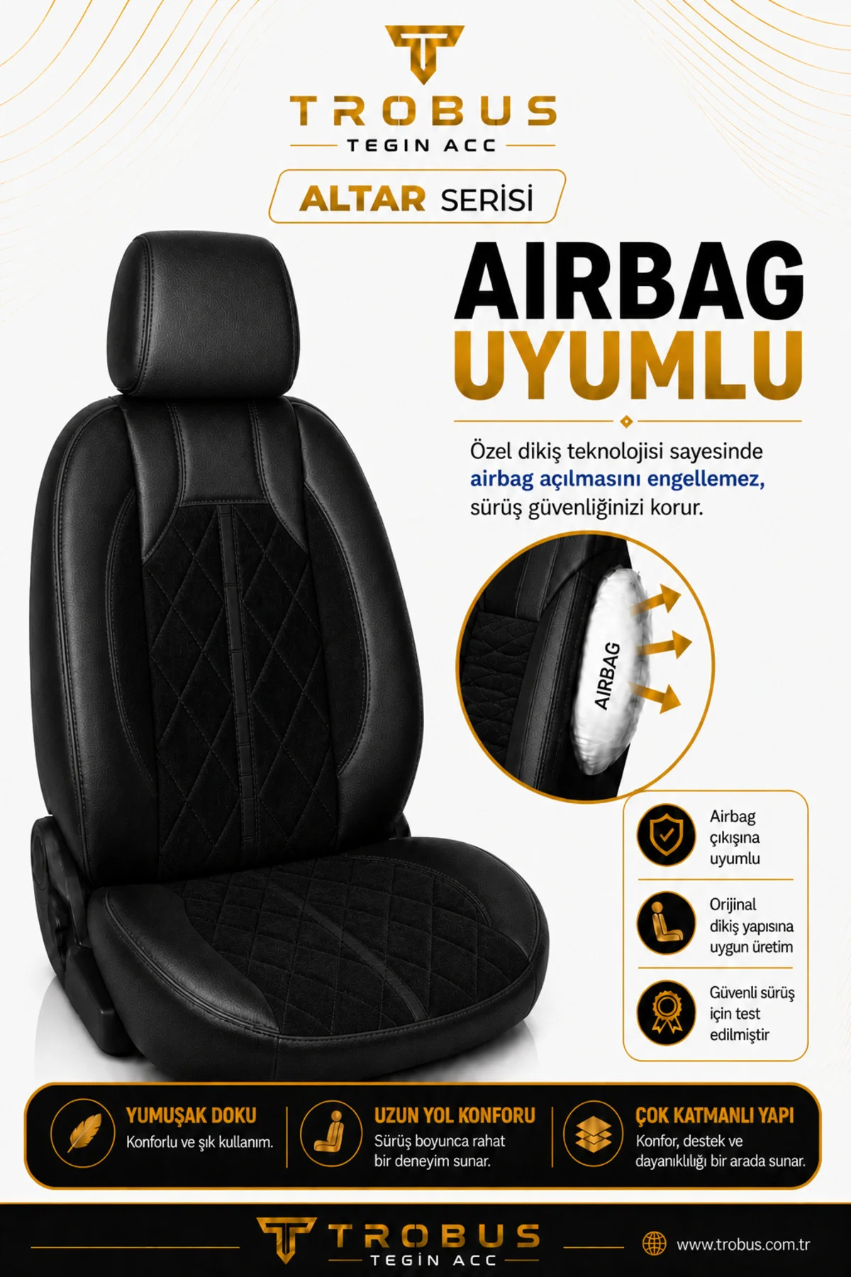 Nissan Almera 2001-2008 Uyumlu Altar Serisi Tay Tüyü Siyah Premium Koltuk Kılıfı