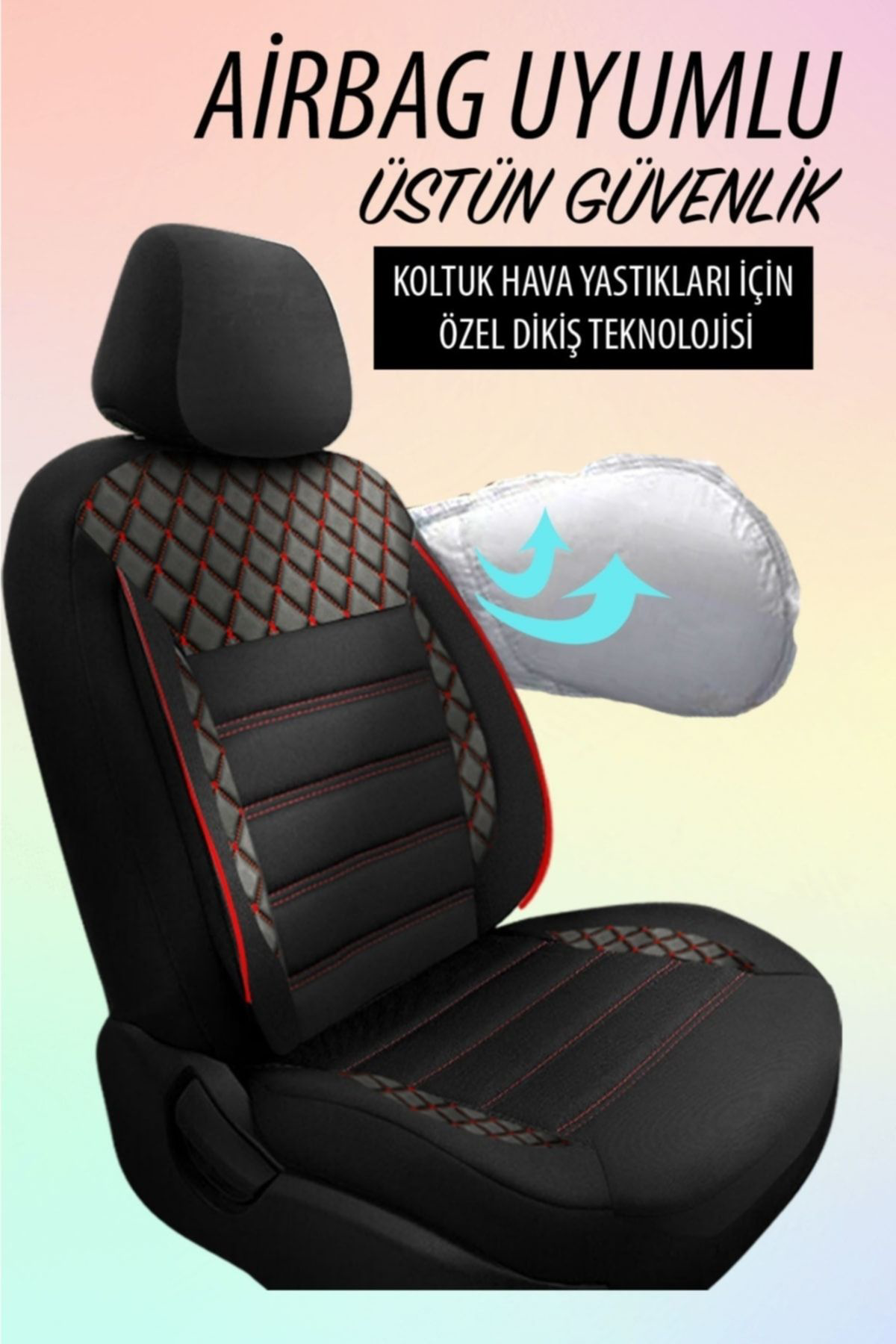 Nissan Almera Uyumlu Koltuk Kılıfı Crystal Sarisi - Kırmızı