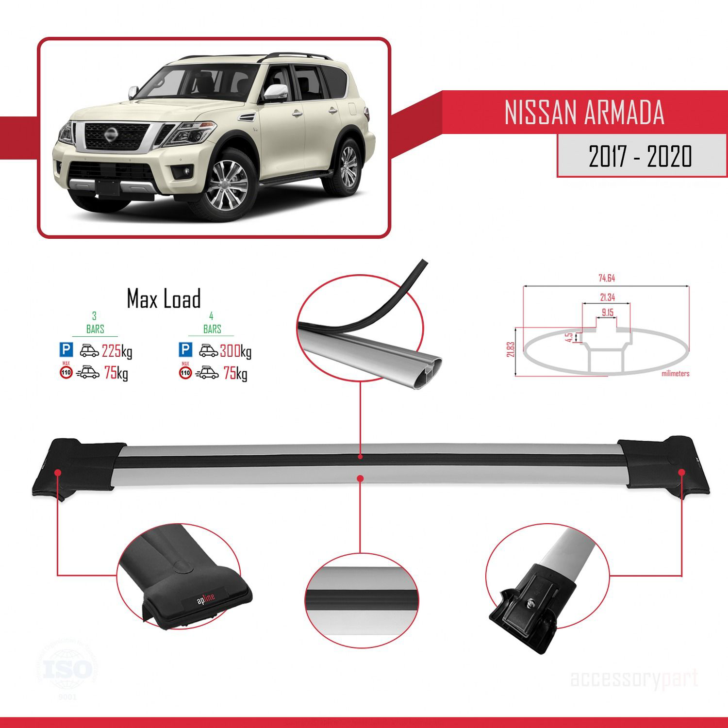 Nissan Armada Y62 2017-2020 Arası ile uyumlu FLY Model Ara Atkı T