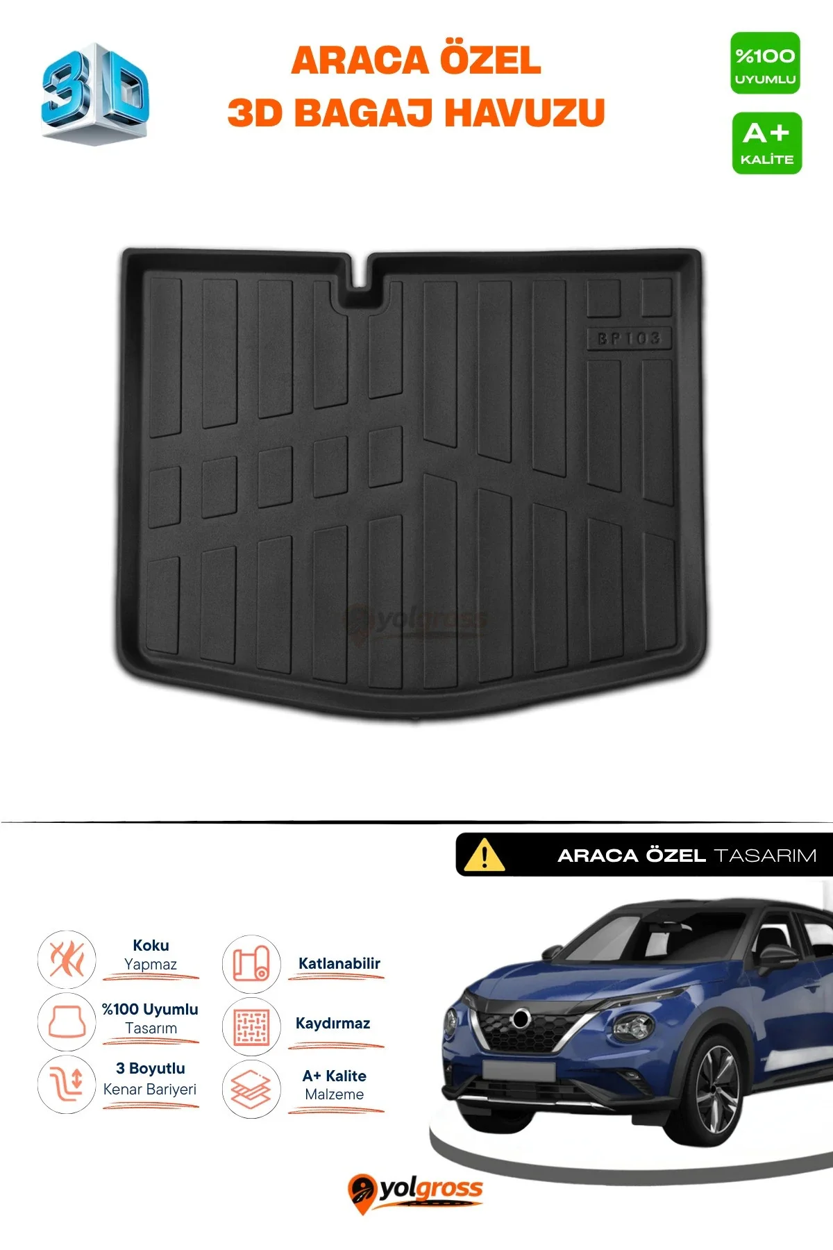 Nissan Juke 3D Pro Bagaj Havuzu Alt Bagaj 2019 Üzeri A+ Kalite