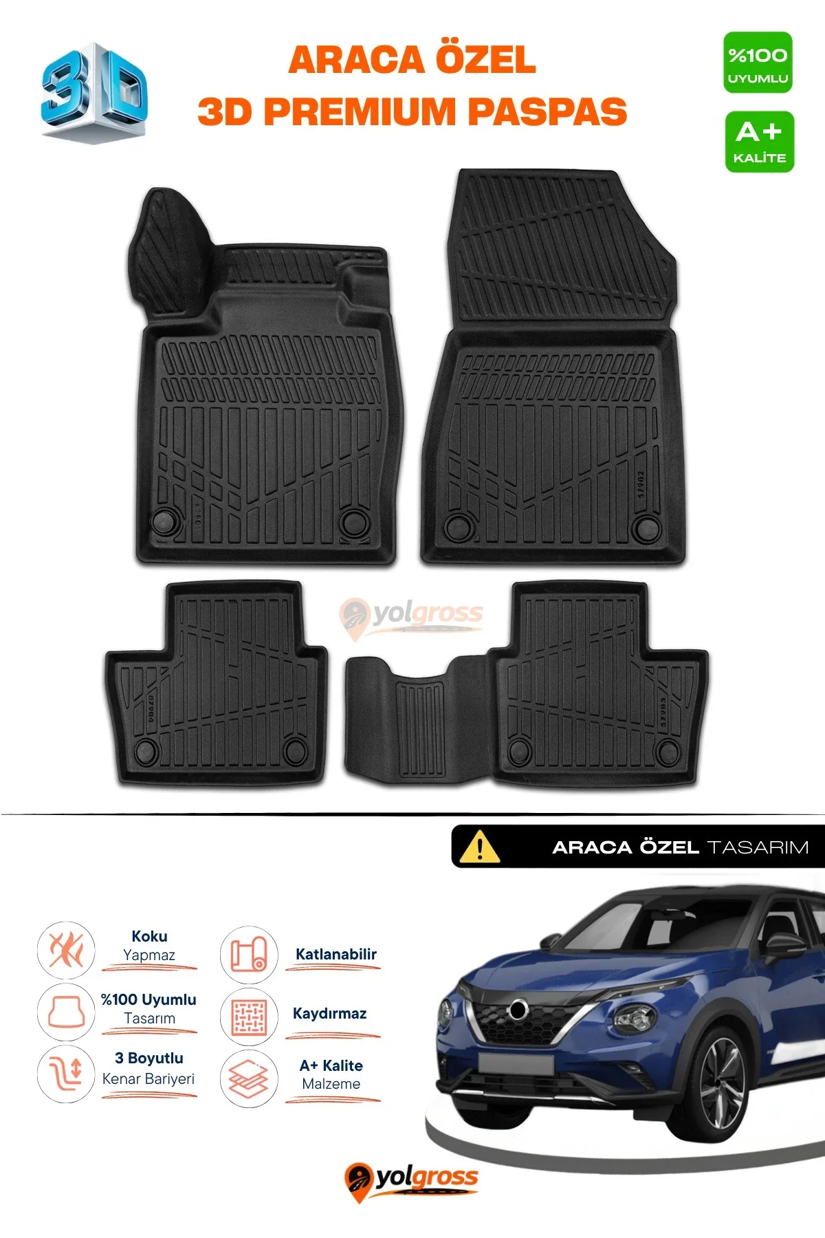 Nissan Juke 3D Pro Havuzlu Paspas 2019 Üzeri A+ Kalite
