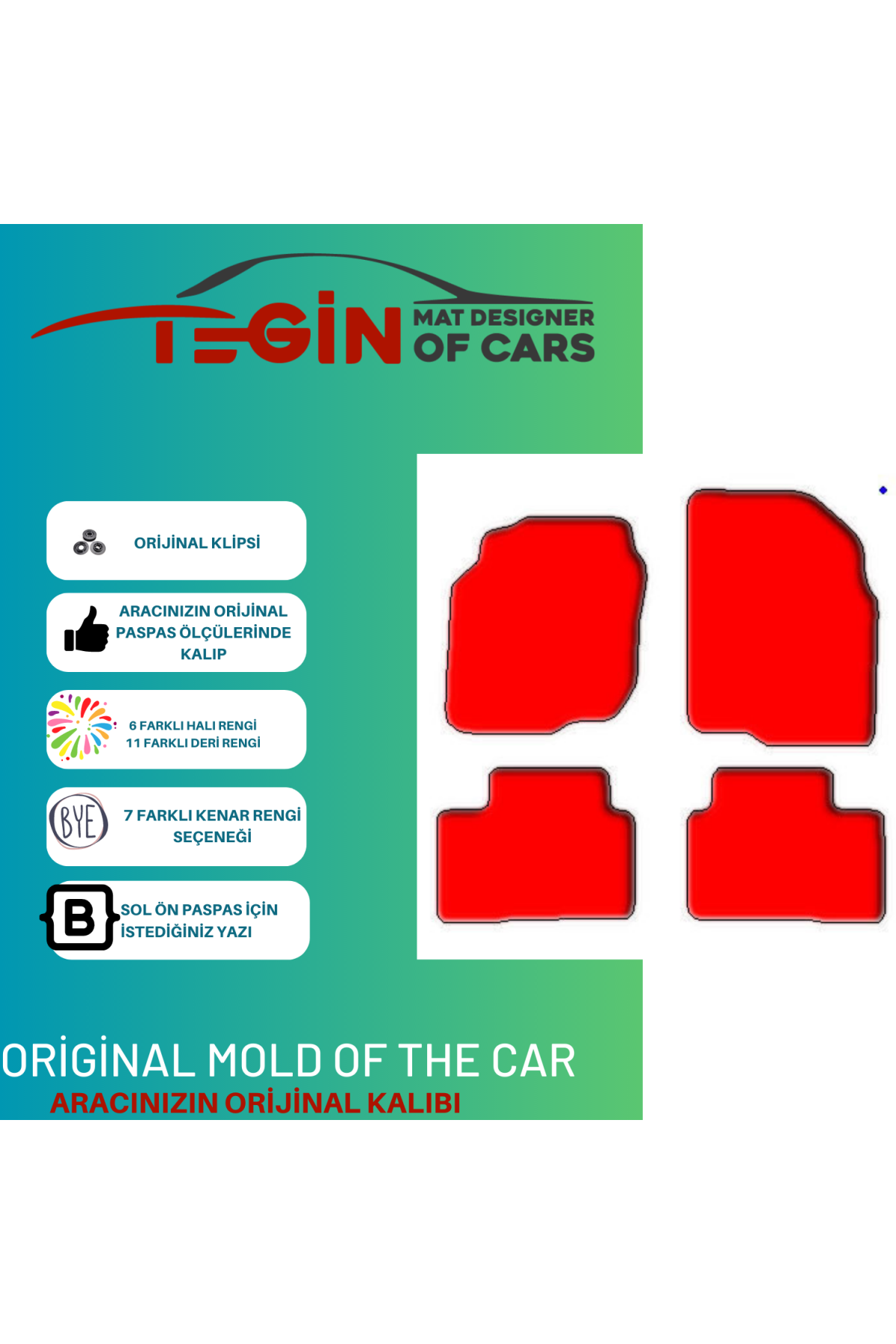Nissan Micra 2002-2010 Prime Siyah Kırmızı Deri Gri Kenar Paspas