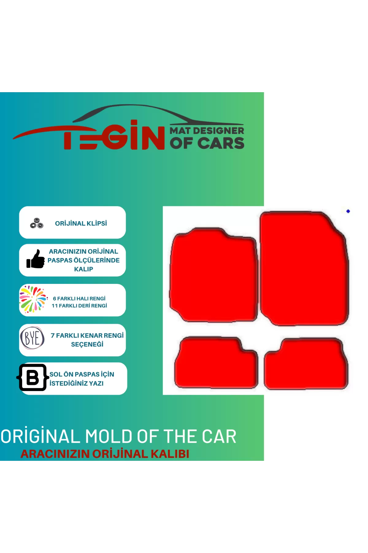 Nissan Micra 2002-2010 Prime Kırmızı Halı Bej Kenar Halı Paspas