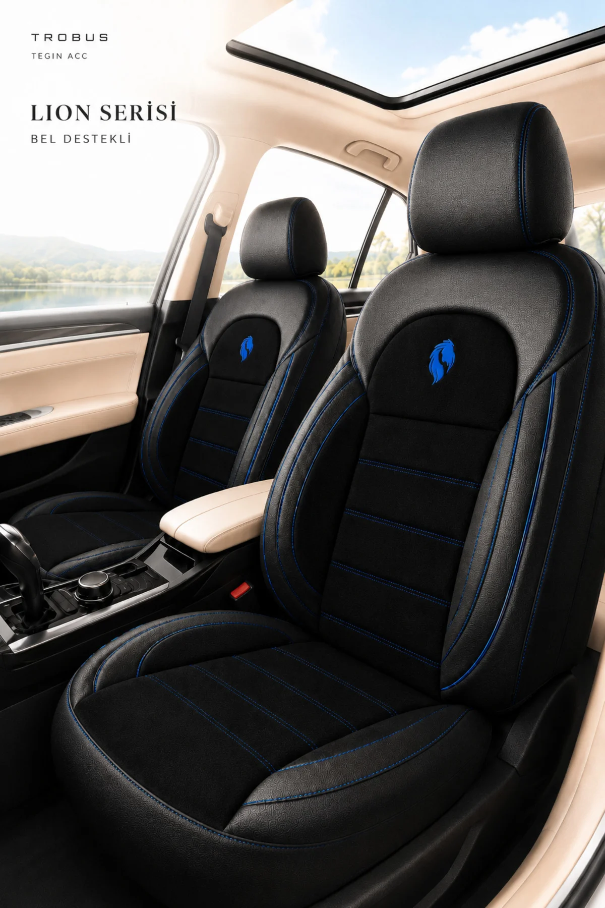 Nissan Navara 2016-2019 Uyumlu Lion Serisi Tay Tüyü Mavi Premium Koltuk Kılıfı Fiyatı, Yorumları ve Özellikleri