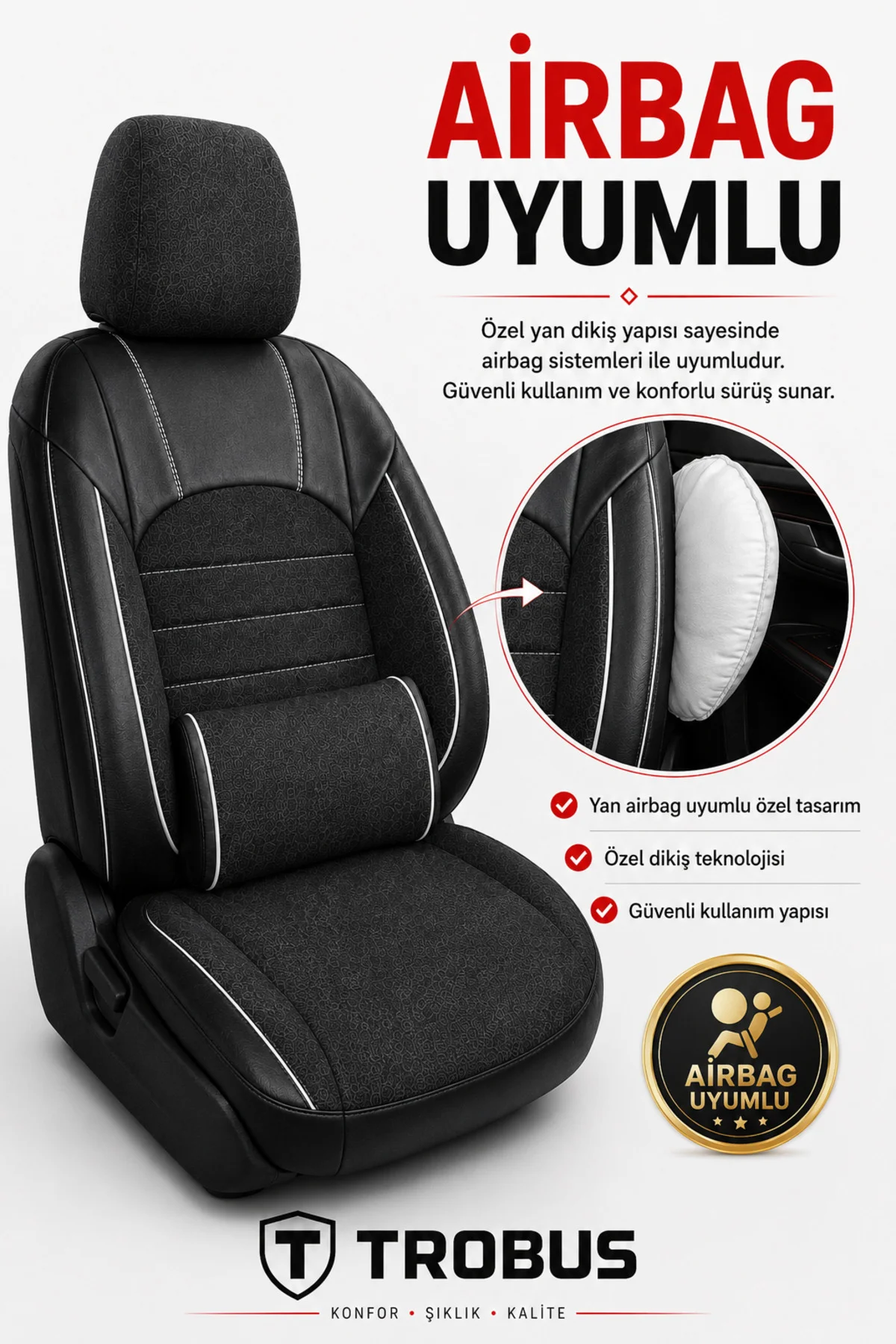 Nissan Navara Double Cab 2016 ve Sonrası Uyumlu Levante Serisi Bel Destekli Keten Füme Beyaz Koltuk