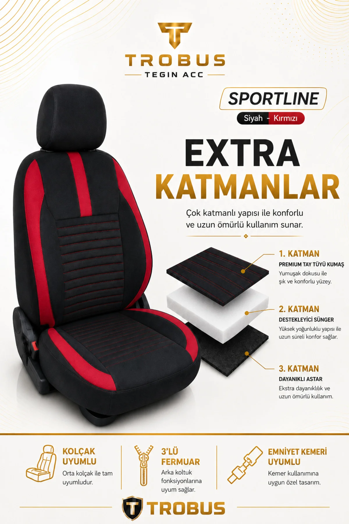 Nissan Navara Double Cab 2016 ve Sonrası Uyumlu Sportline Serisi Siyah Kırmızı Ortopedik Tay Tüyü Koltuk Kılıfı Fiyatı, Yorumları ve Özellikleri
