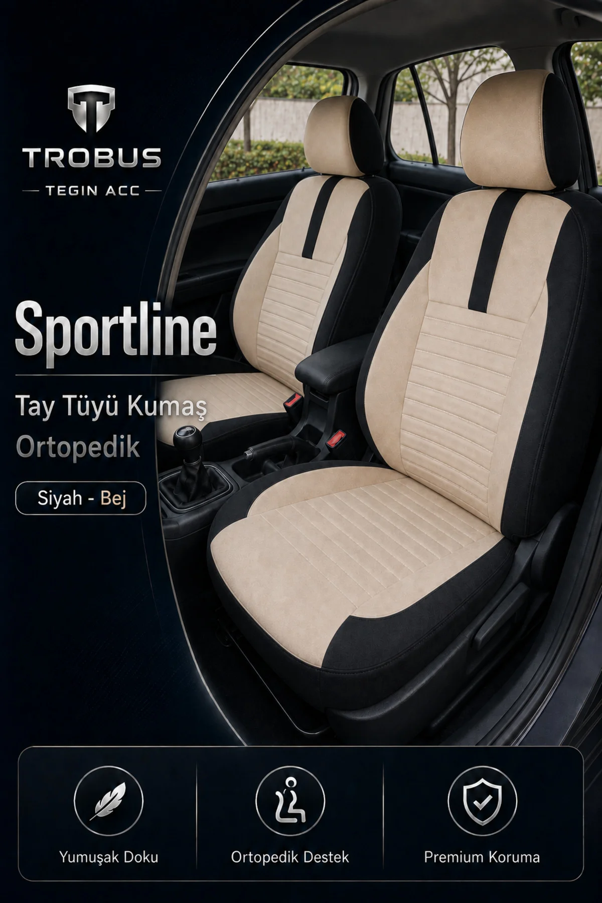 Nissan Navara Double Cab 2016 ve Sonrası Uyumlu Sportline Serisi Bej Siyah Ortopedik Tay Tüyü Koltuk Kılıfı Fiyatı, Yorumları ve Özellikleri