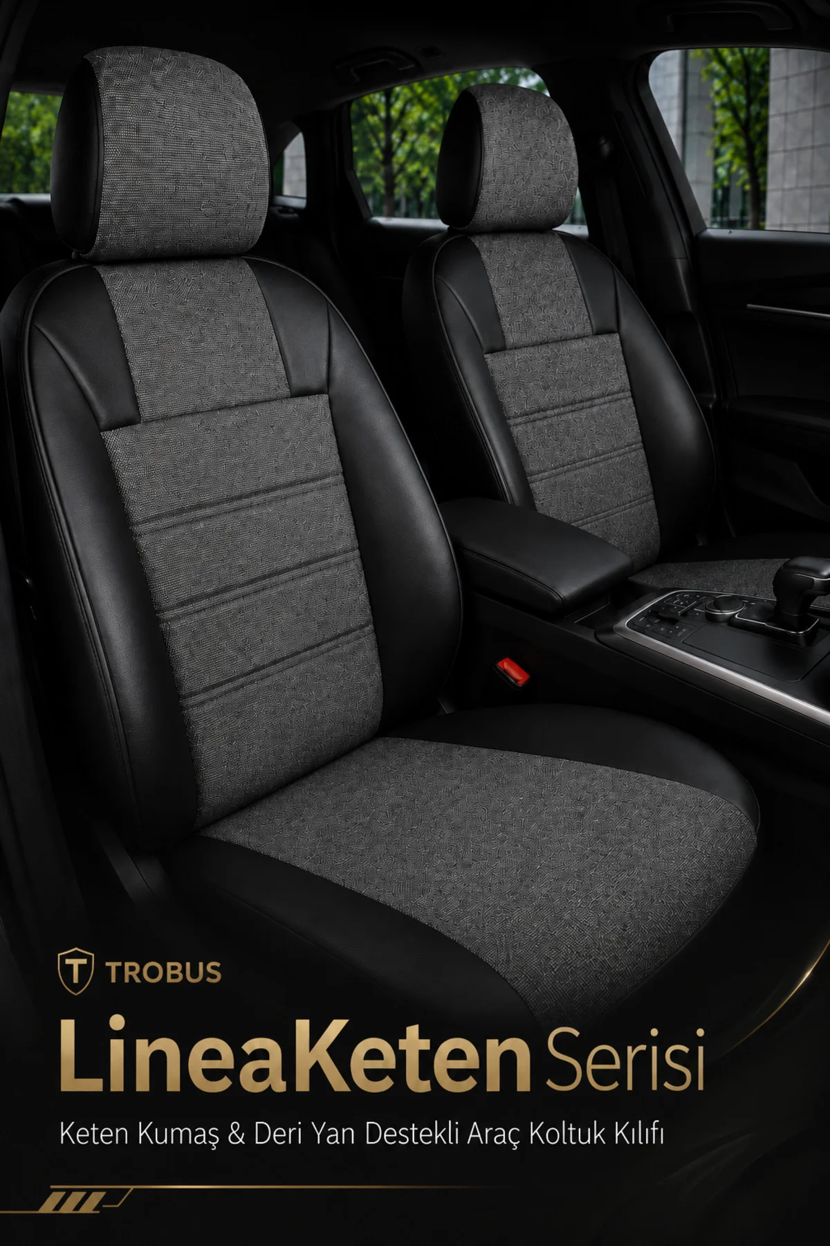Nissan Note 2006-2012 Uyumlu LineaKeten Serisi Ortopedik Füme Siyah Koltuk Kılıfı
