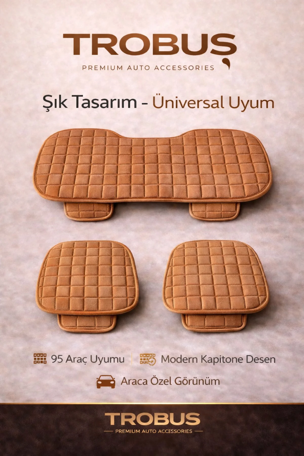 Nissan NOTE 2006-2012 Uyumlu Soft Alkantra 3 Parça Süet Oto Koltuk Minderi Terletmez Taba