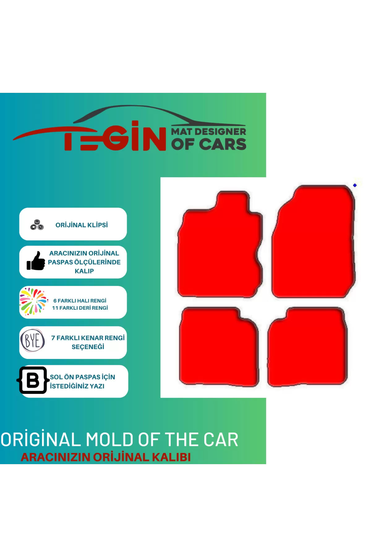 Nissan Note 2005-2013 Prime Sarı Halı Kırmızı Kenar Halı Paspas