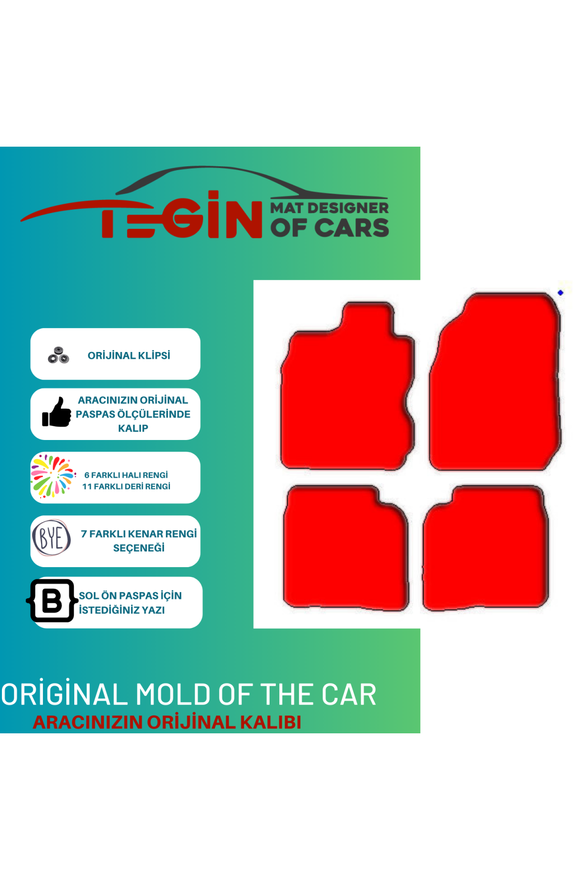 Nissan Note 2005-2013 Prime Siyah Kırmızı Deri Sarı Kenar Paspas