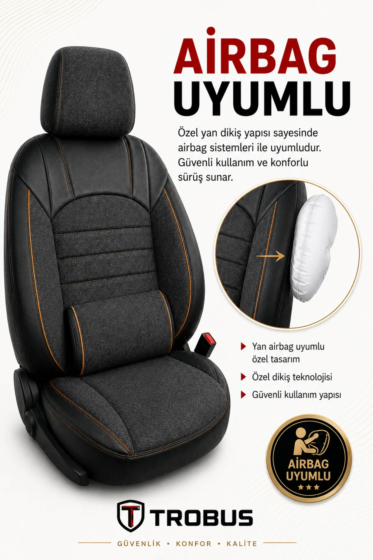 Nissan Primera 2002-2008 Uyumlu Levante Serisi Bel Destekli Keten Füme Turuncu Koltuk Kılıfı