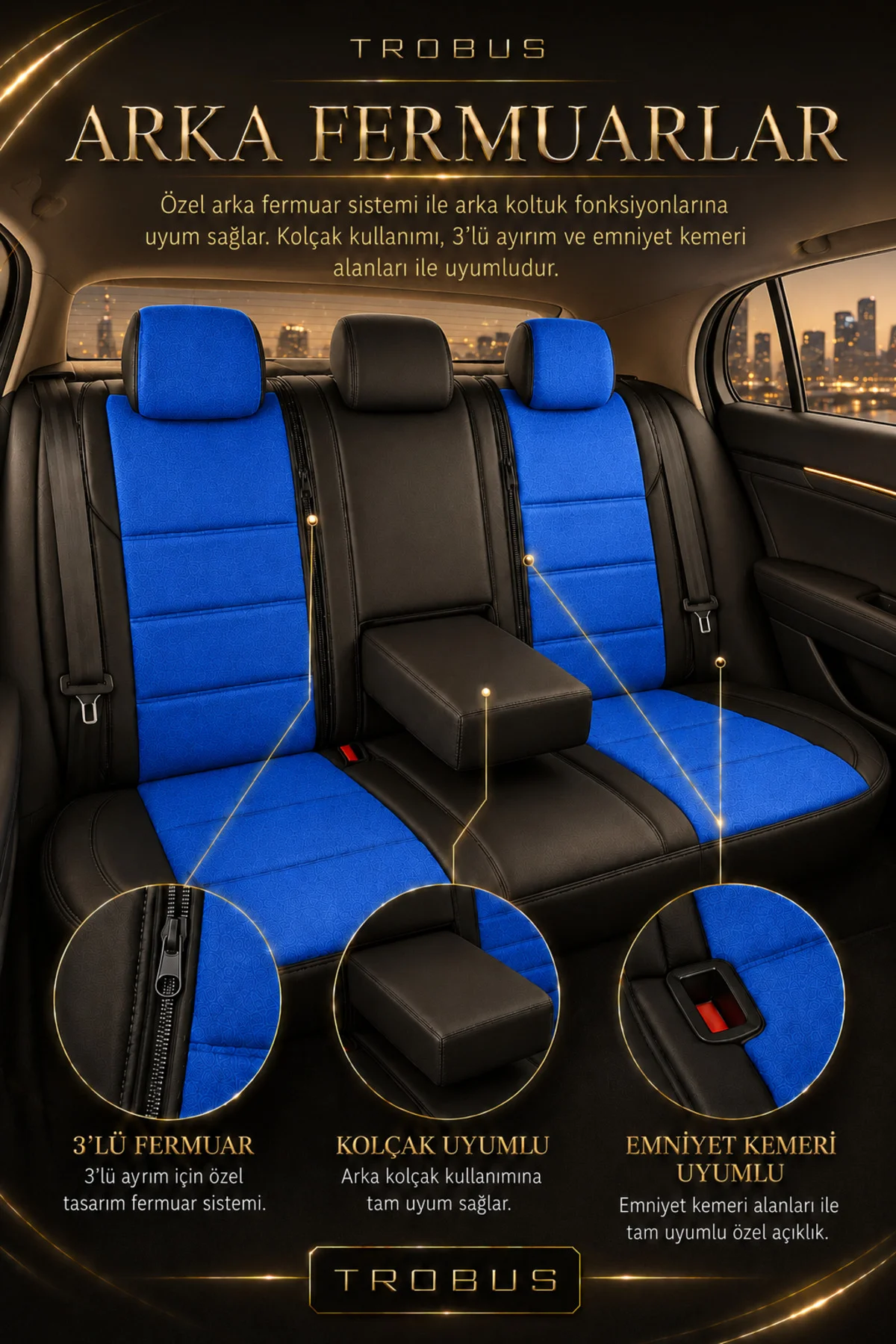 Nissan Primera 2002-2008 Uyumlu Lion Serisi Tay Tüyü Mavi Siyah Premium Koltuk Kılıfı Fiyatı, Yorumları ve Özellikleri
