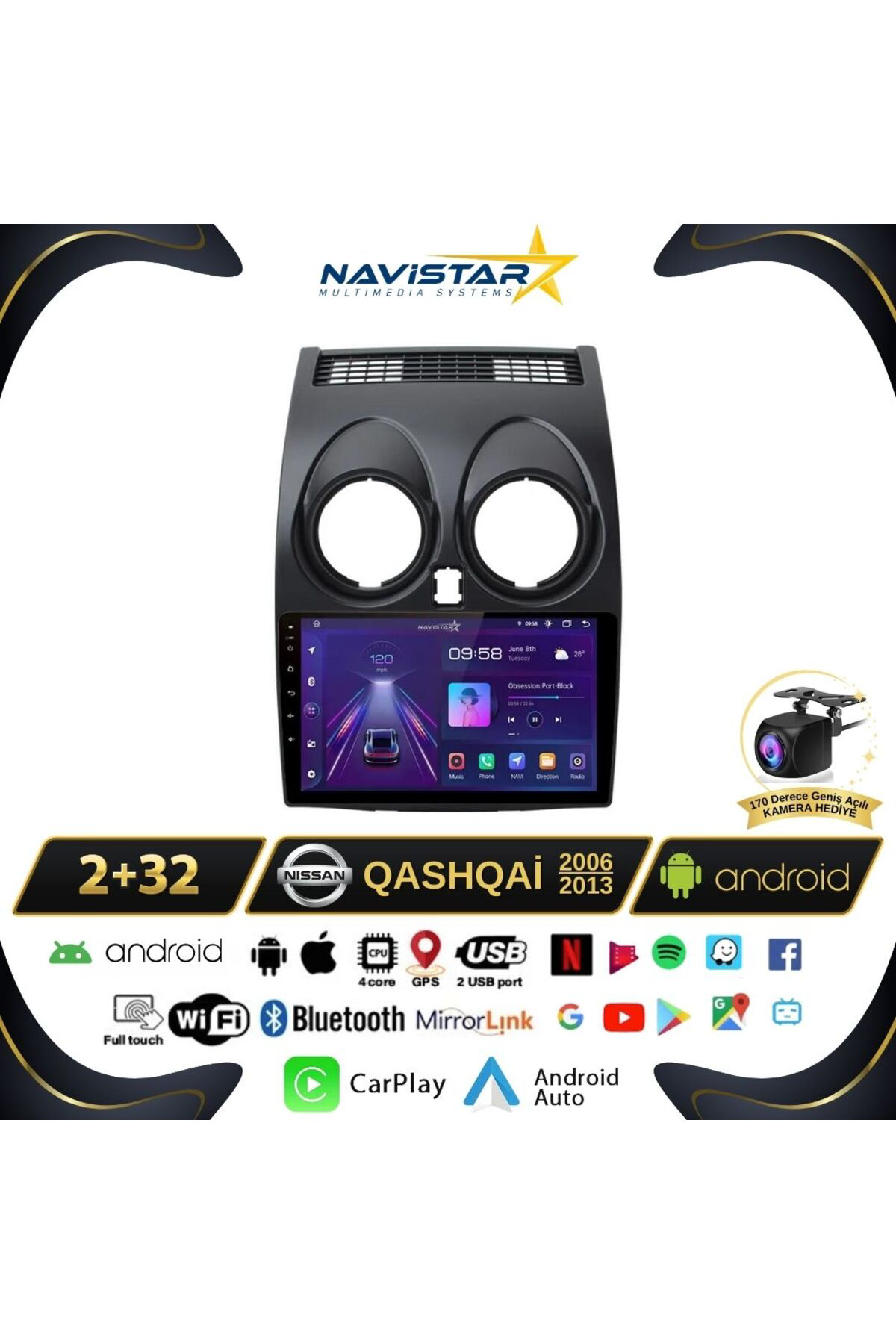 Nissan Qashqai 2 64gb Kablosuz Carplay Android 13 2006-2013 Navig Nissan Qashqai 2 64gb Kablosuz Carplay Android 13 2006-2013 Navig
