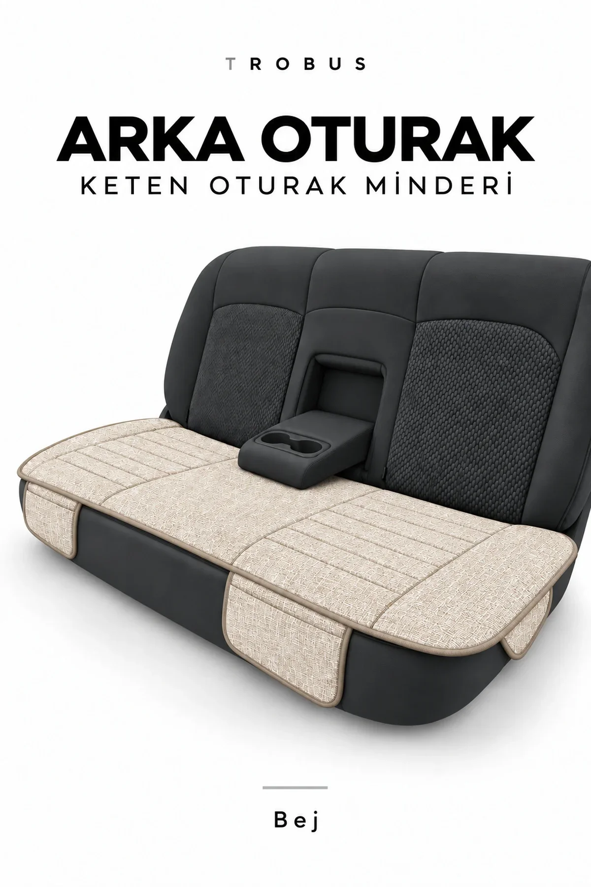 Nissan Qashqai 2007+ Çizgili Keten 3'lü Oturak Minderi Bej - Görsel 3