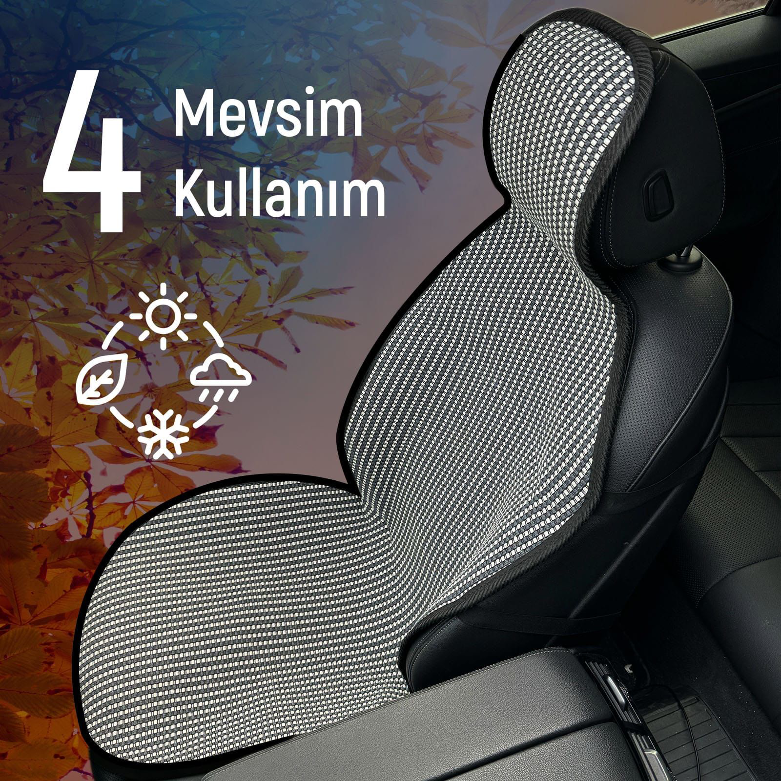 Nissan Qashqai Uyumlu Koltuk Kılıfı Minder Çizgili Füme Beyaz 2+1