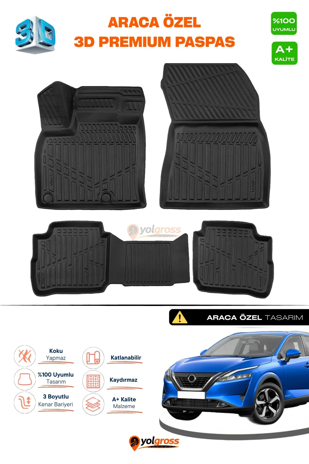 Nissan Qashqai E-Power 3D Pro Havuzlu Paspas 2021 Üzeri A+ Kalite