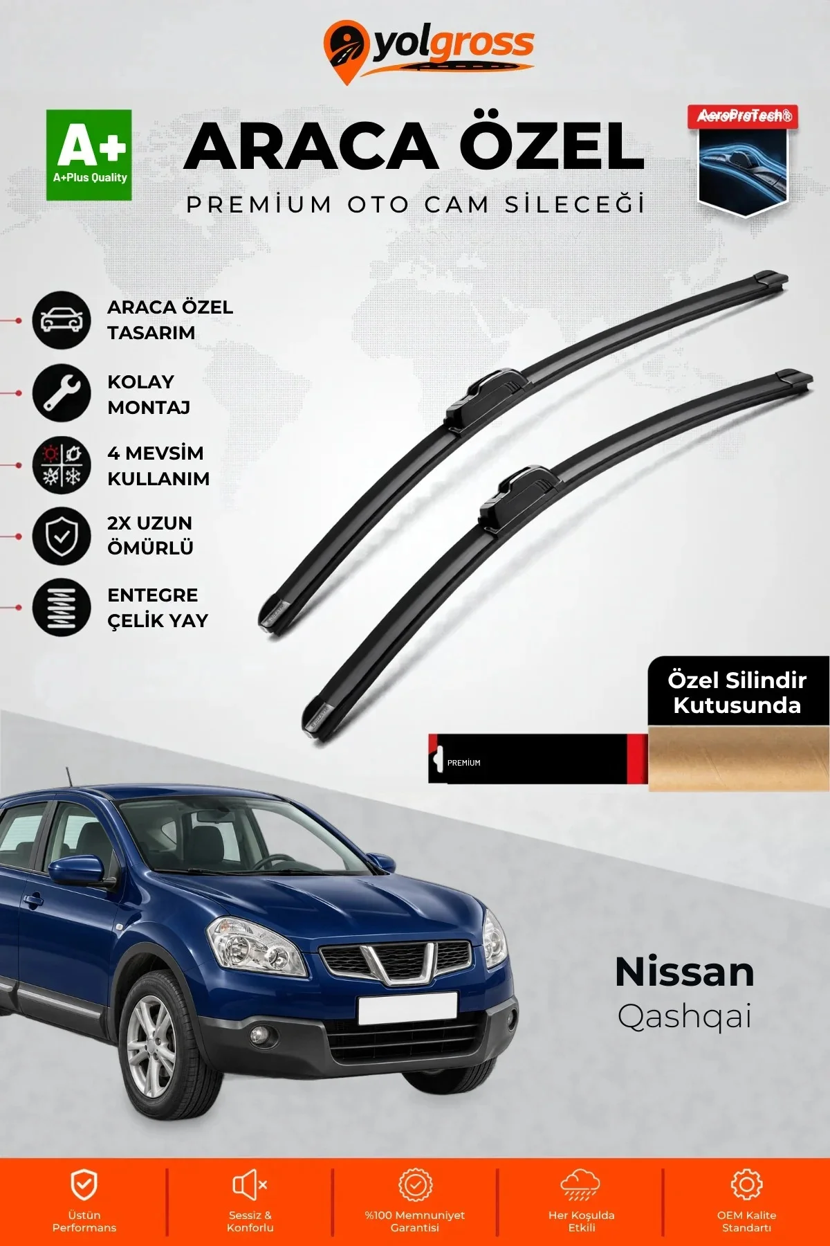 Nissan Qashqai Ön Cam Silecek Seti 2006-2013 Premium Araca Özel 60-38 Cm A+ Kalite