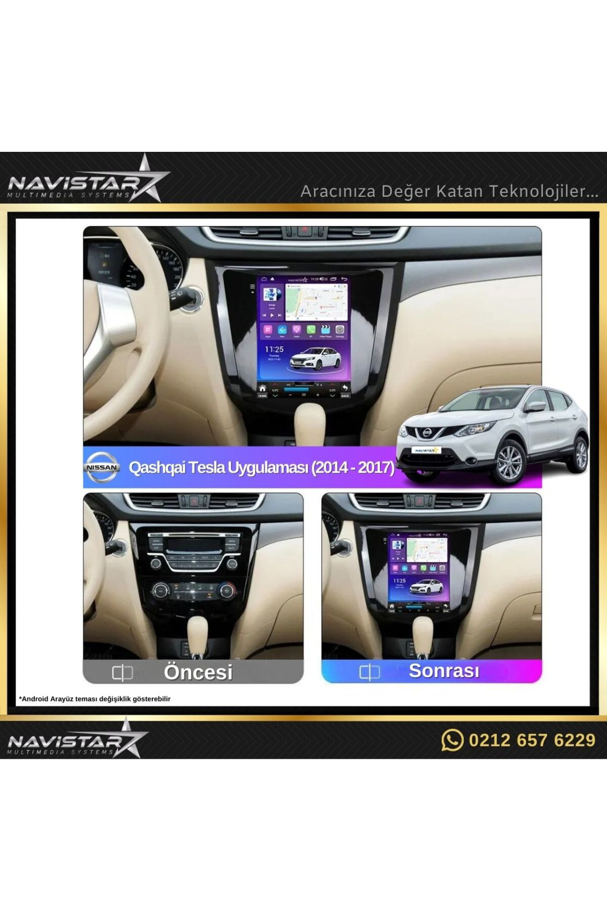 Nissan Qashqai Tesla 4gb 64gb 2014-2017 Model Android 13 Kablosuz