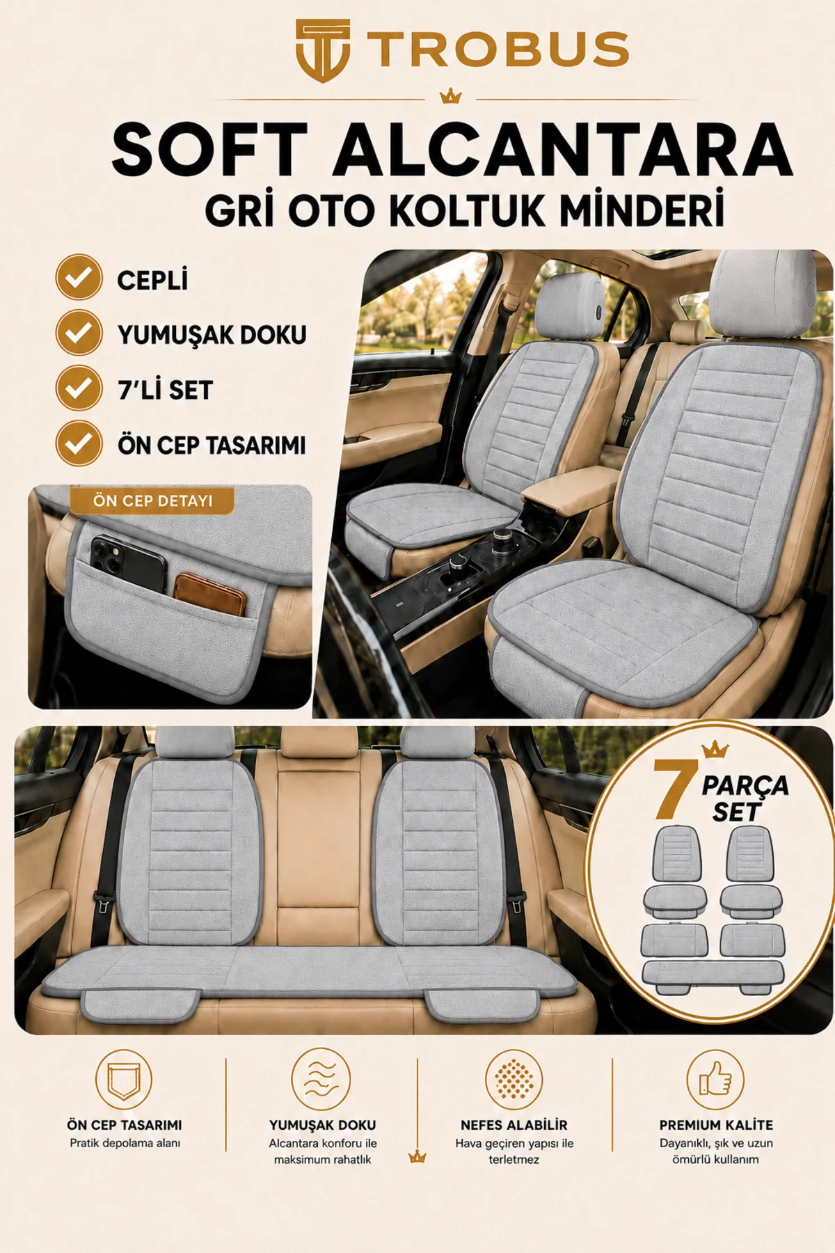 Nissan Quasqai 2007-2013 Baby Face Soft Alcantara Çizgili 7'li Oto Koltuk Minderi Gri Fiyatı, Yorumları ve Özellikleri