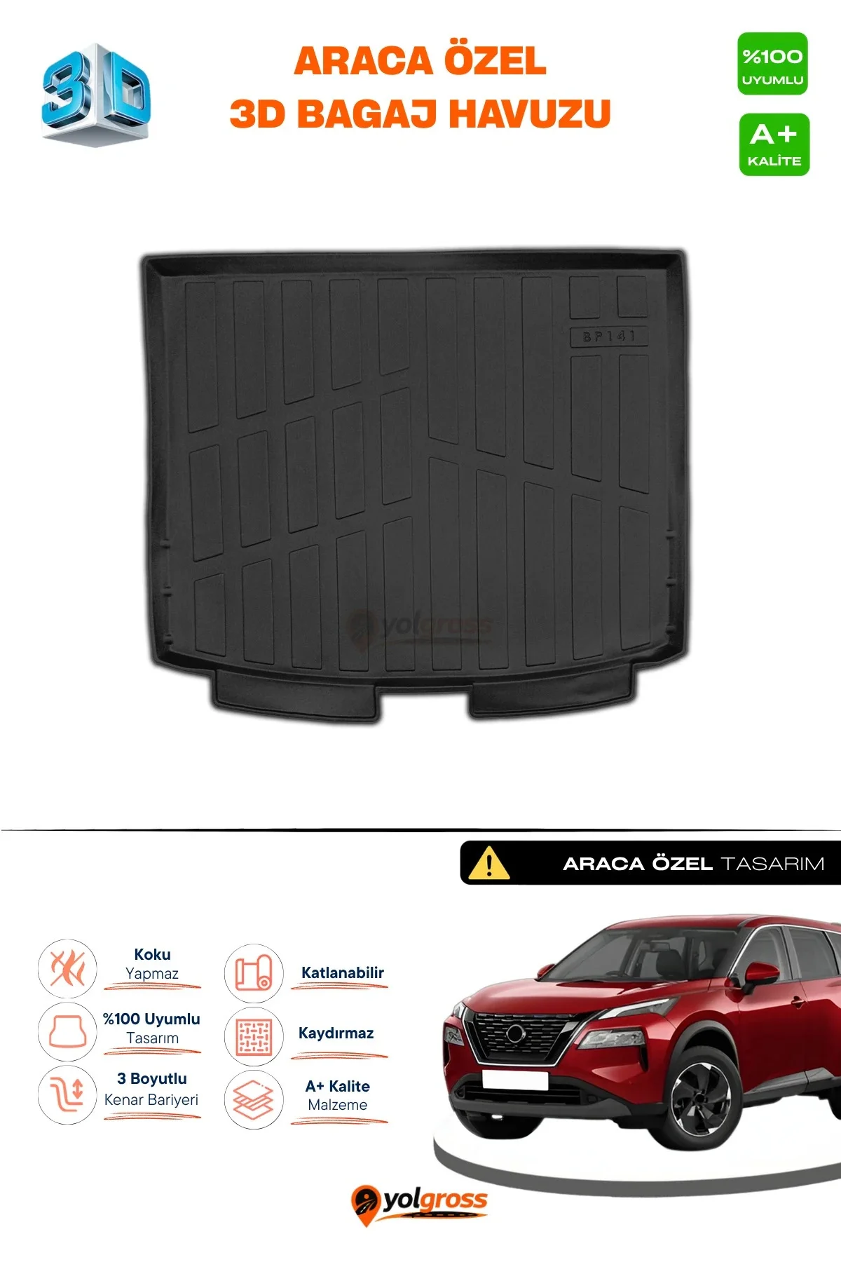 Nissan X-Trail Benzinli 3D Pro Bagaj Havuzu 2022 Üzeri A+ Kalite