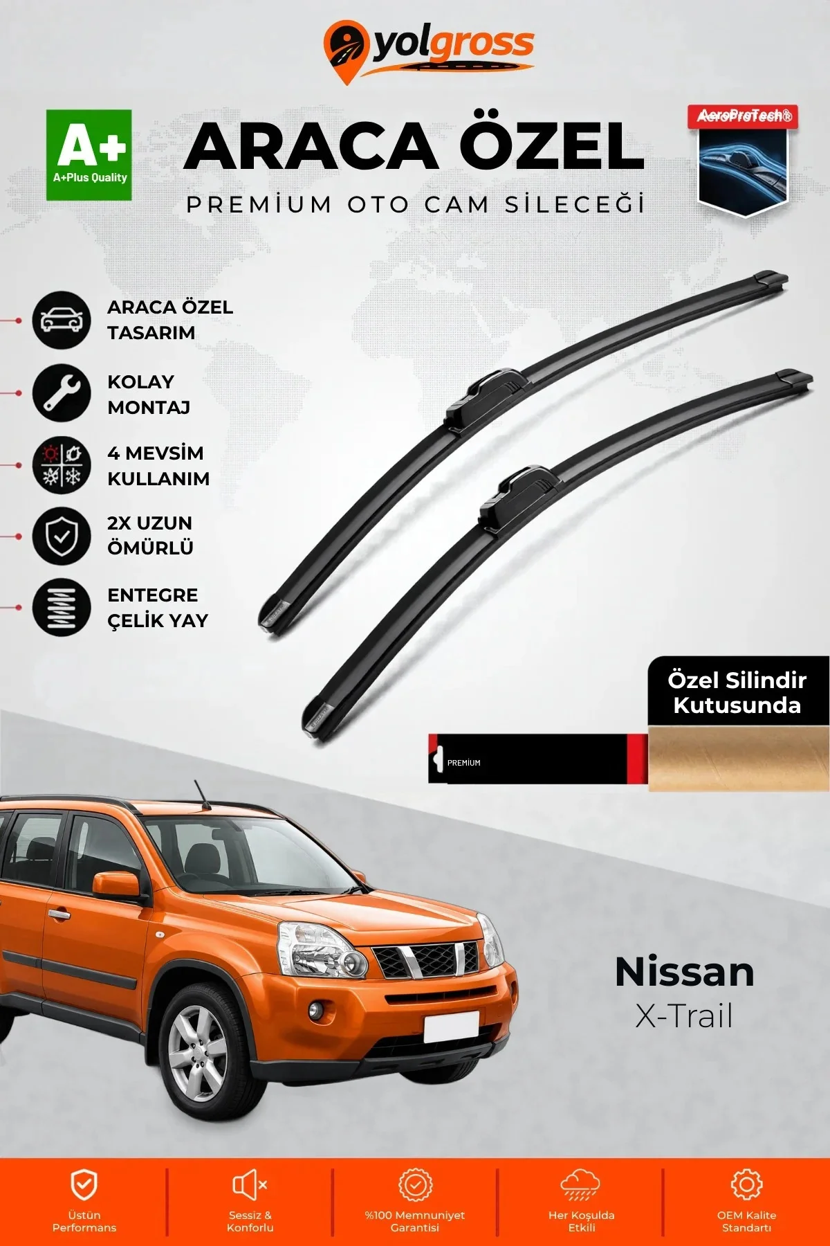 Nissan X-Trail Ön Cam Silecek Seti 2007-2014 Premium Araca Özel 60-40 Cm A+ Kalite