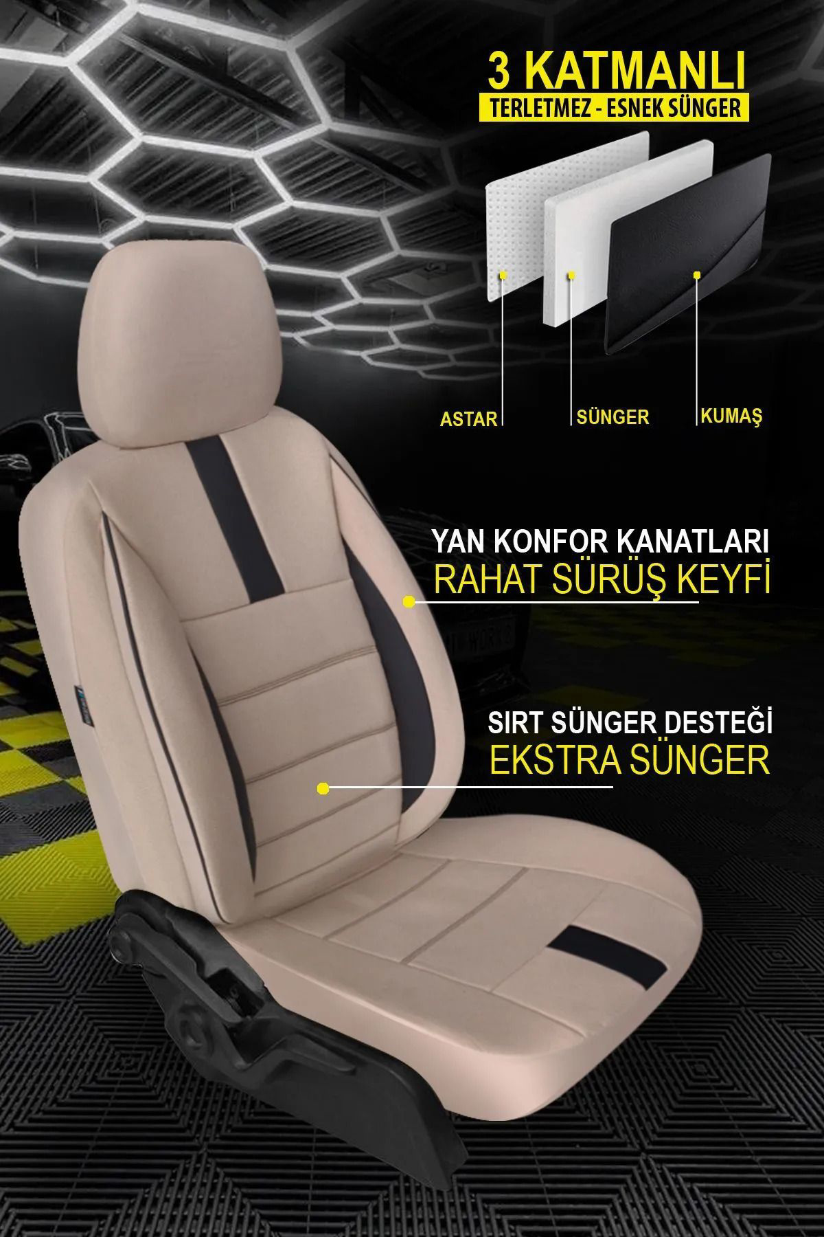 Nissan   XTRAIL 2014-Uyumlu Oto Koltuk Kılıfı Mirage Serisi - Bej