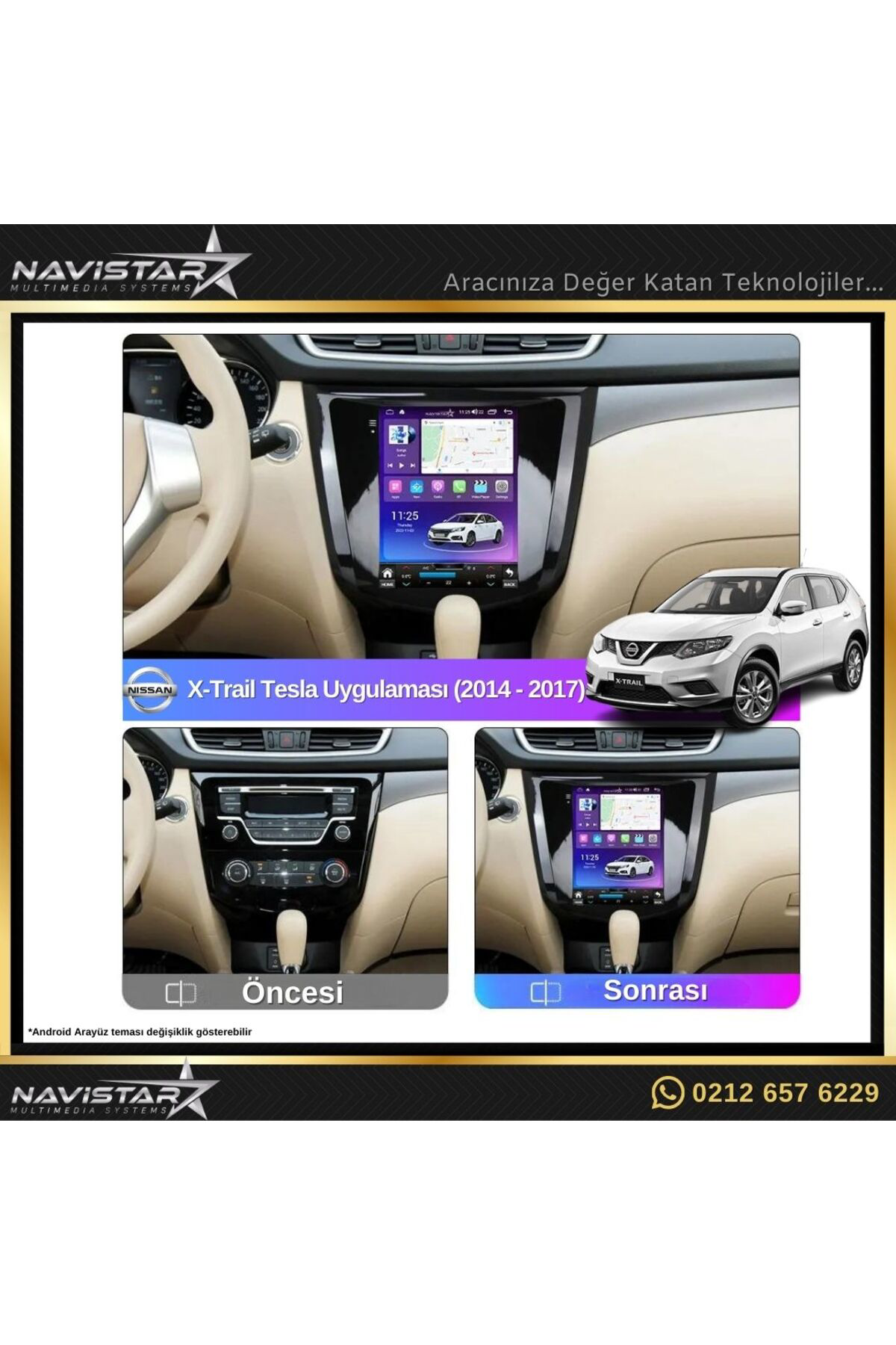 Nissan Xtrail Tesla 2014-2017 Model 2gb 32gb Kablosuz Carplay Nav