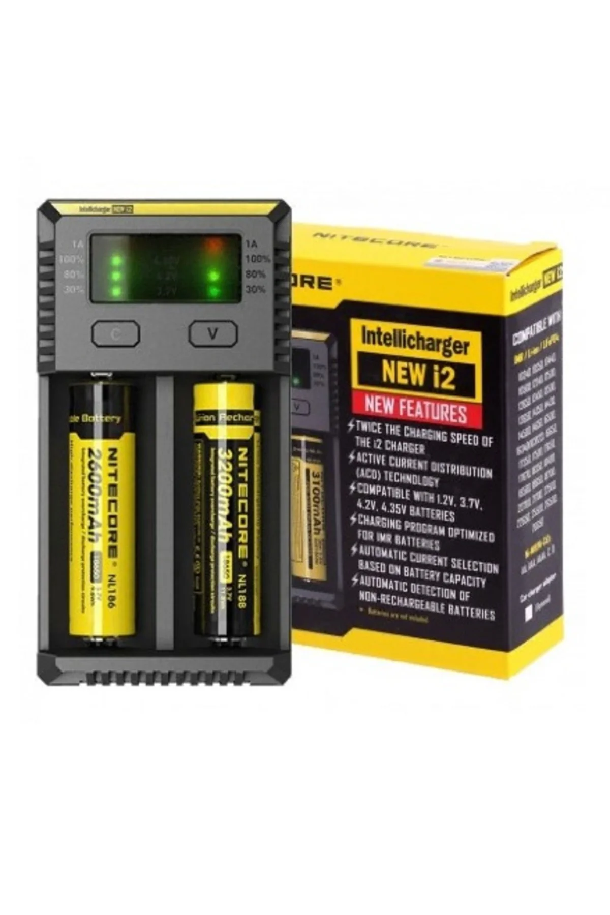 Nitecore New İ2 İntelli Charger Li-ion / NI-CD / NI-MH Pil Şarj Nitecore New İ2 İntelli Charger Li-ion / NI-CD / NI-MH Pil Şarj