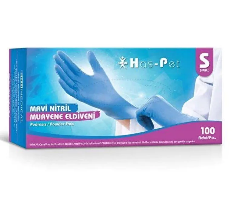 Nitril Mavi Muayene Eldiveni - Small 100'lü Pudrasız Lateks İçermez Fiyatı, Yorumları ve Özellikleri