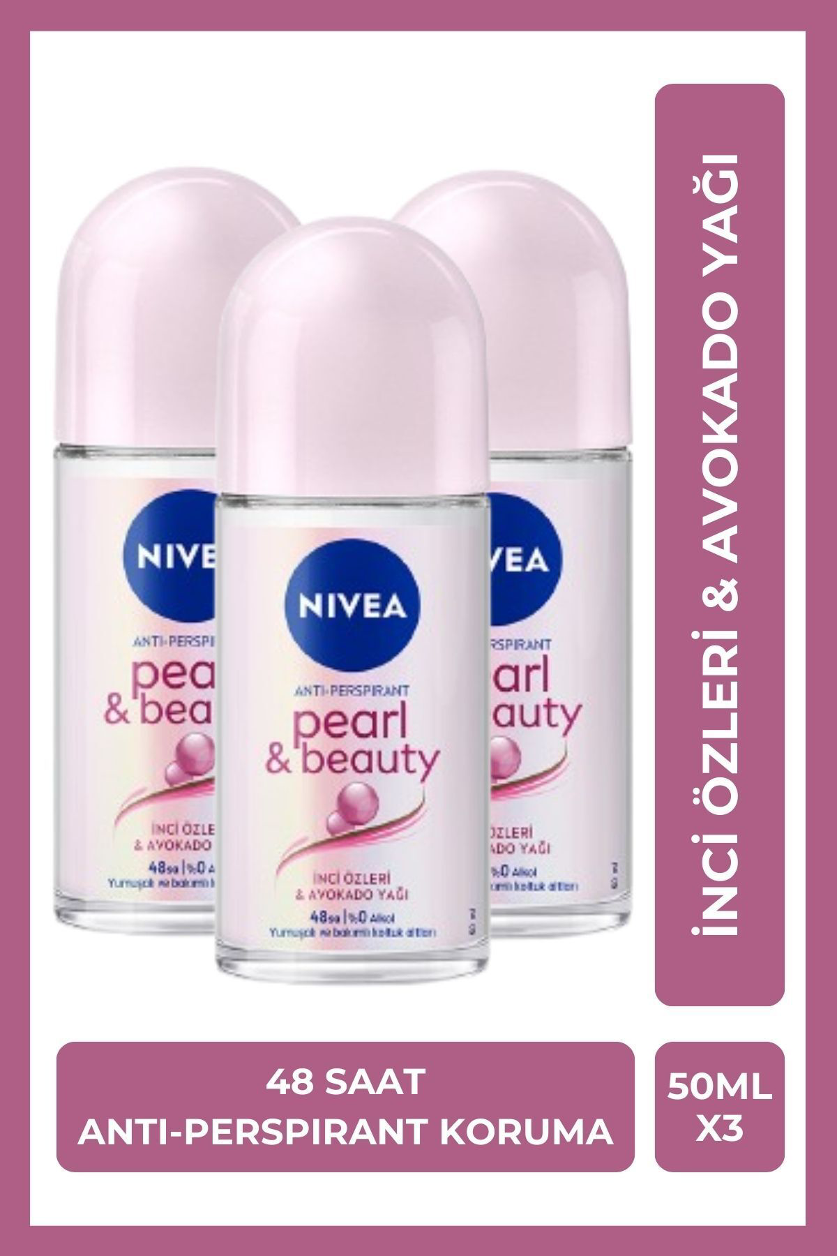 Nivea  Kadın Roll-On Deodorant Pearl&Beauty 50Ml, 48 Saat Anti-Per