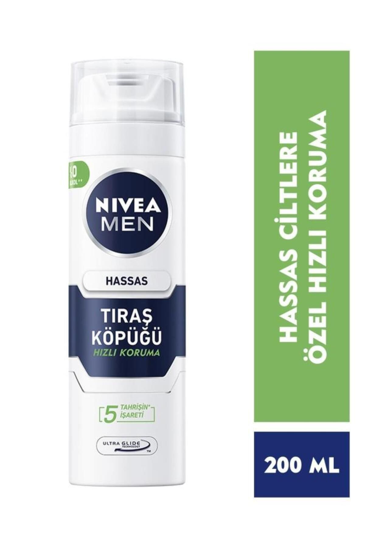 Nivea  Men Erkek Tiraş Köpüğü 200Ml, Hassas Ciltler, Hizli Koruma,