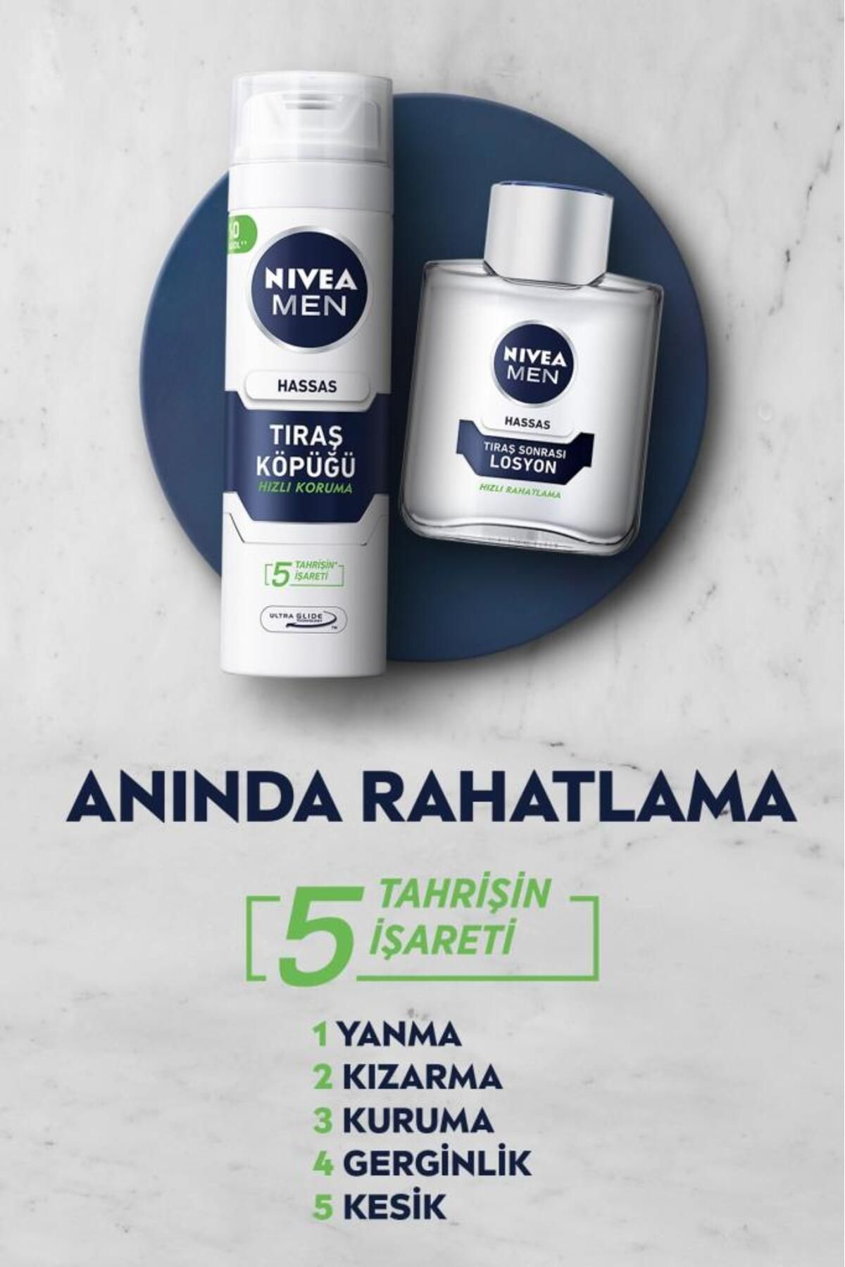 Nivea  Men Erkek Tiraş Köpüğü 200Ml, Hassas Ciltler, Hizli Koruma,