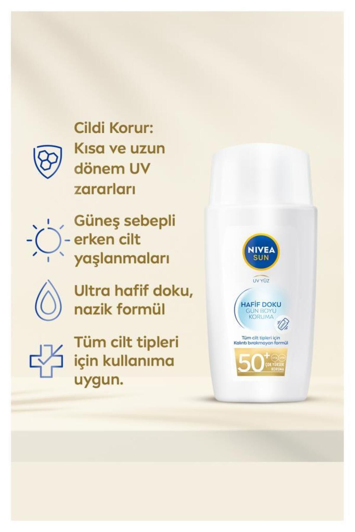 Nivea  Sun Hafif Dokulu Güneş Koruyucu Yüz Kremi 40Ml, Spf50, Yüks