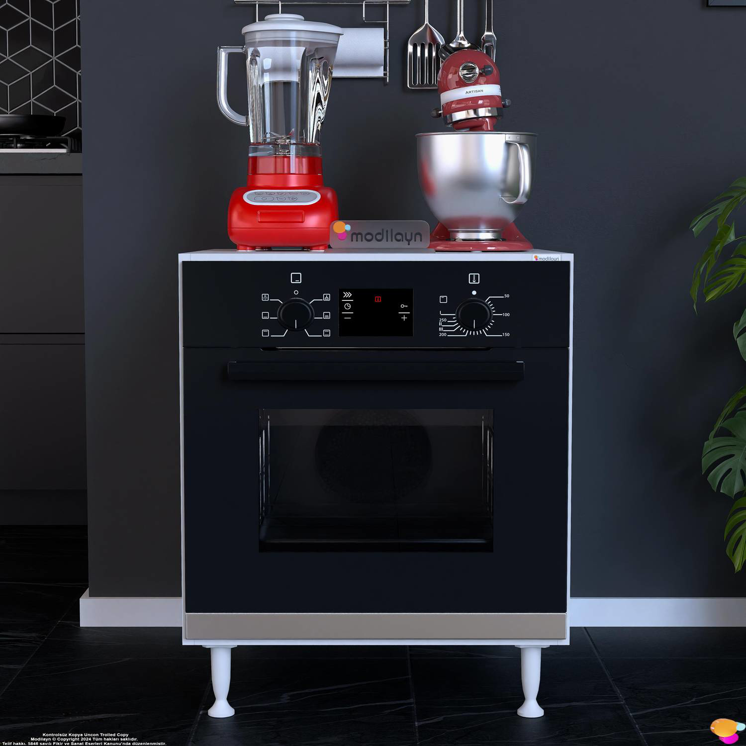 Nivo 60 cm Ankastre Fırın ve Ocak Altı Modülü Mutfak Robotu Stand Nivo 60 cm Ankastre Fırın ve Ocak Altı Modülü Mutfak Robotu Stand - Görsel 3